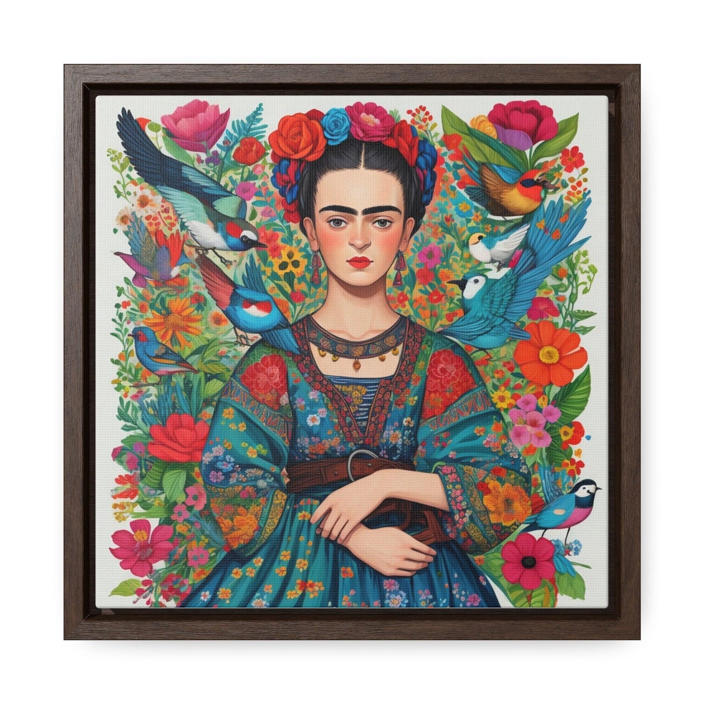 Frida Kahlo Inspired Vibrant Gallery Wrapped Canvas - Colorful Art Print - Cosmic Creations by Karen