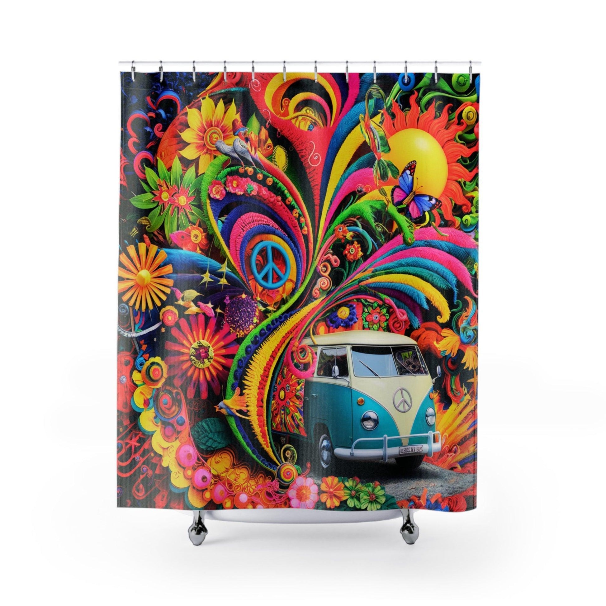 Elegant Shower Curtains Collection ( Collage Hippie Style ) - Cosmic Creations by Karen