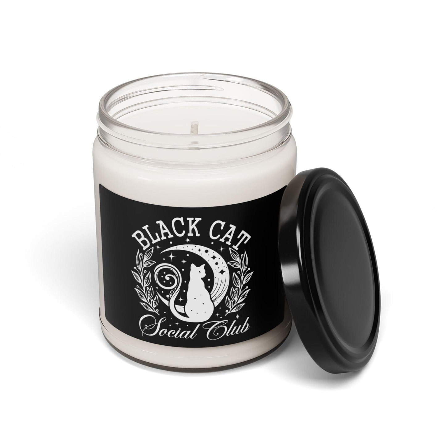 Halloween Black Cat Social Club (Black)Scented Soy Candle, 9oz - Cosmic Creations by Karen