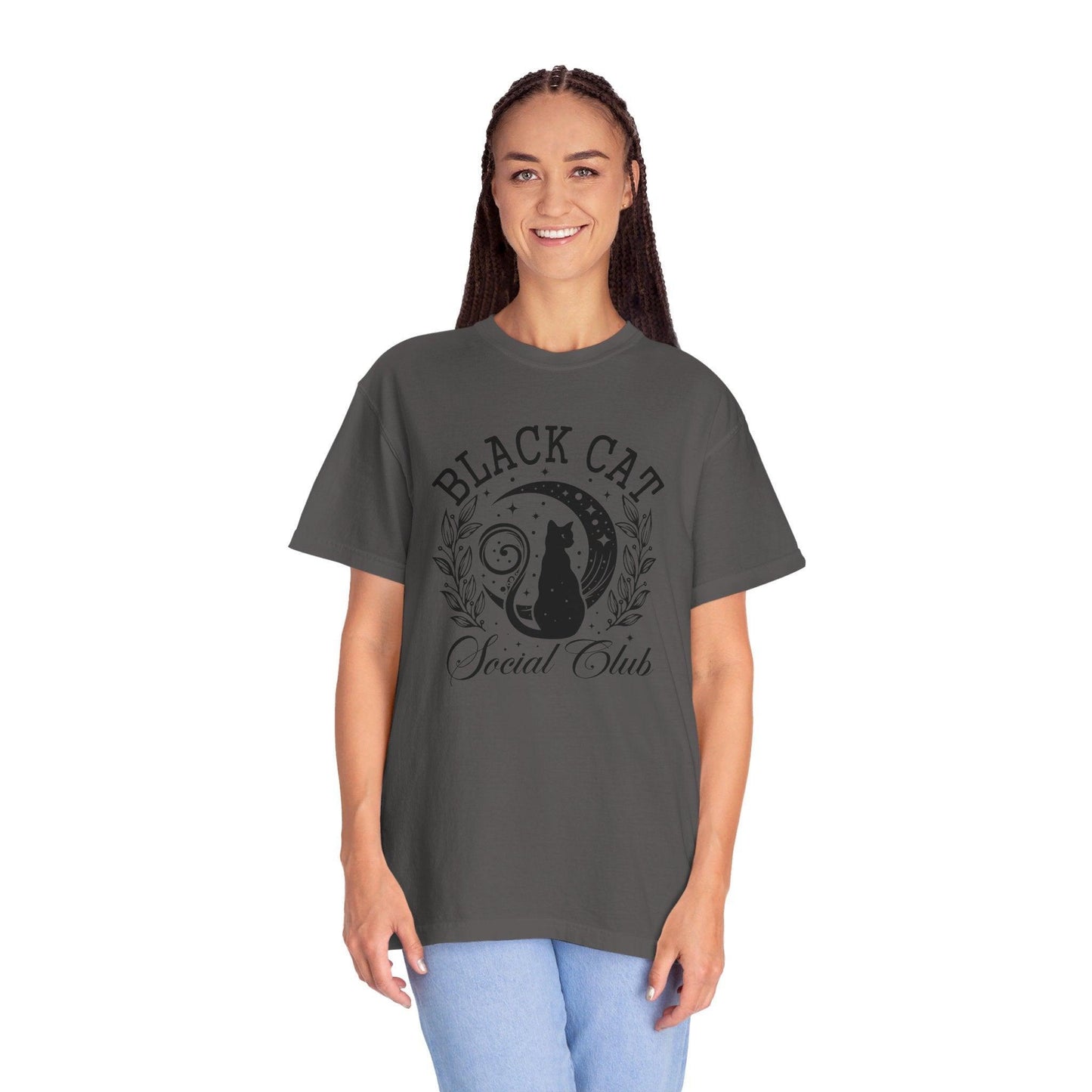 Black Cat Social Club Garment-Dyed T-Shirt - Cosmic Creations by Karen