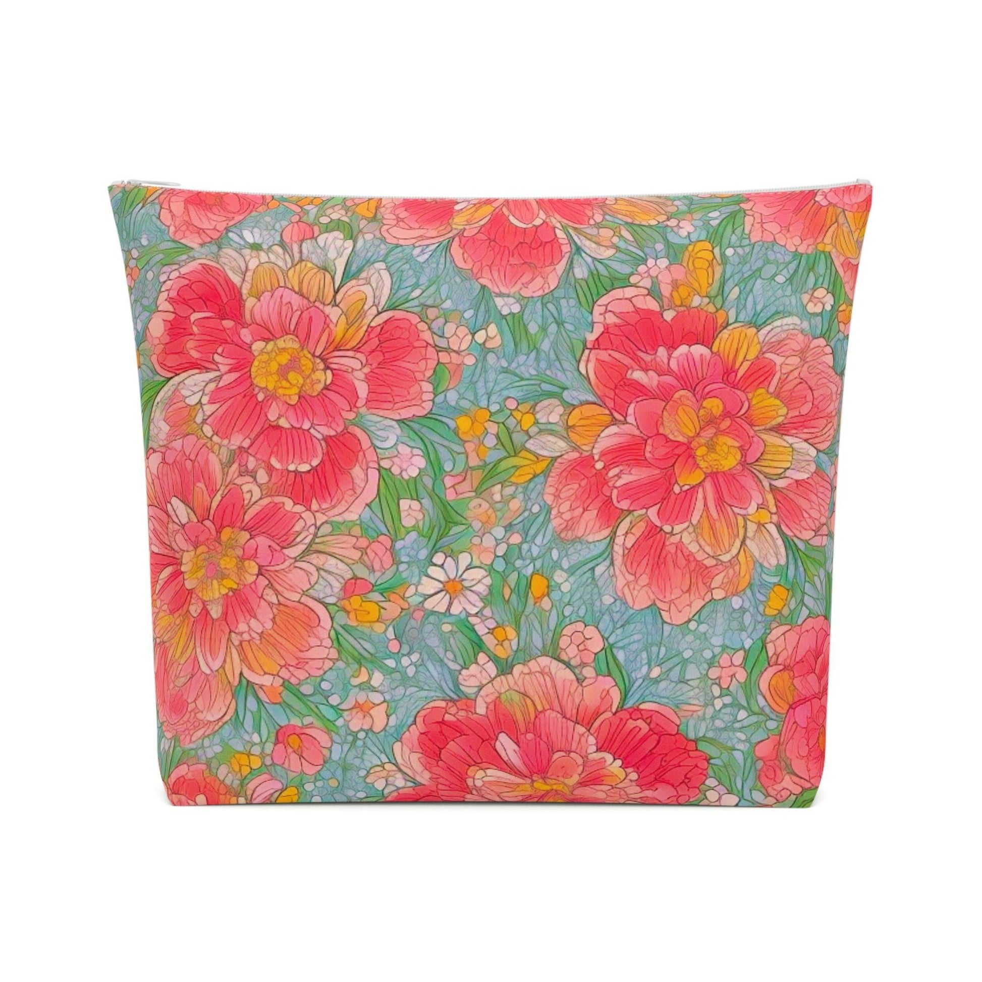 Colorful Floral Cotton Cosmetic Bag Vibrant and Stylish Makeup Bag, Perfect for Personal Use & Gifts - Cosmic Creations by Karen