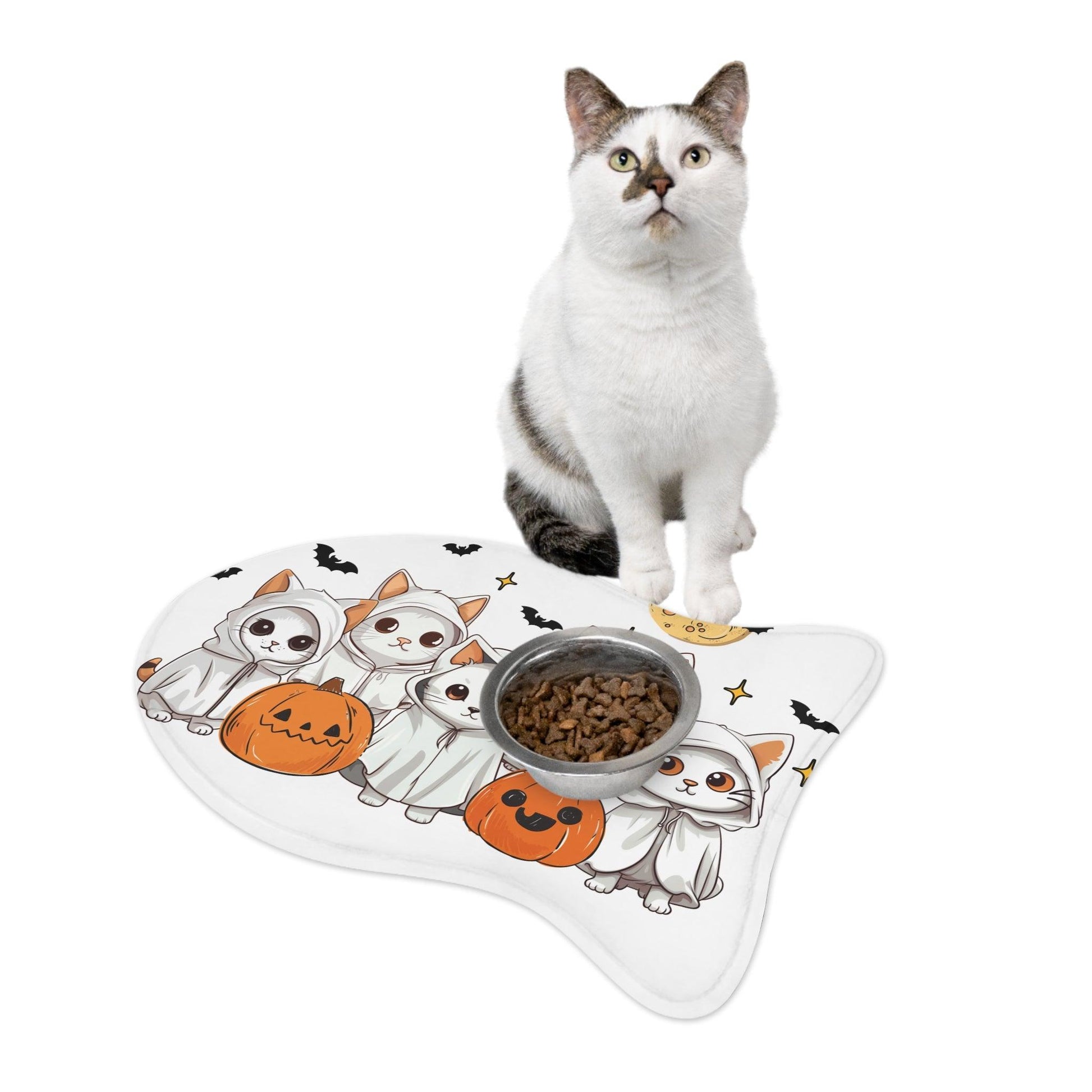 Ghostly Cats Halloween Pet Feeding Mat - Cosmic Creations by Karen