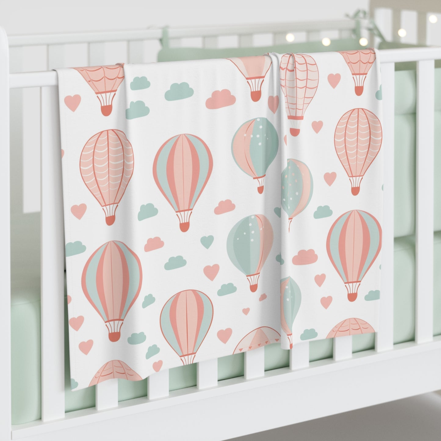 Cozy Baby Swaddle Blanket with pink balloons design | Nursery Essential