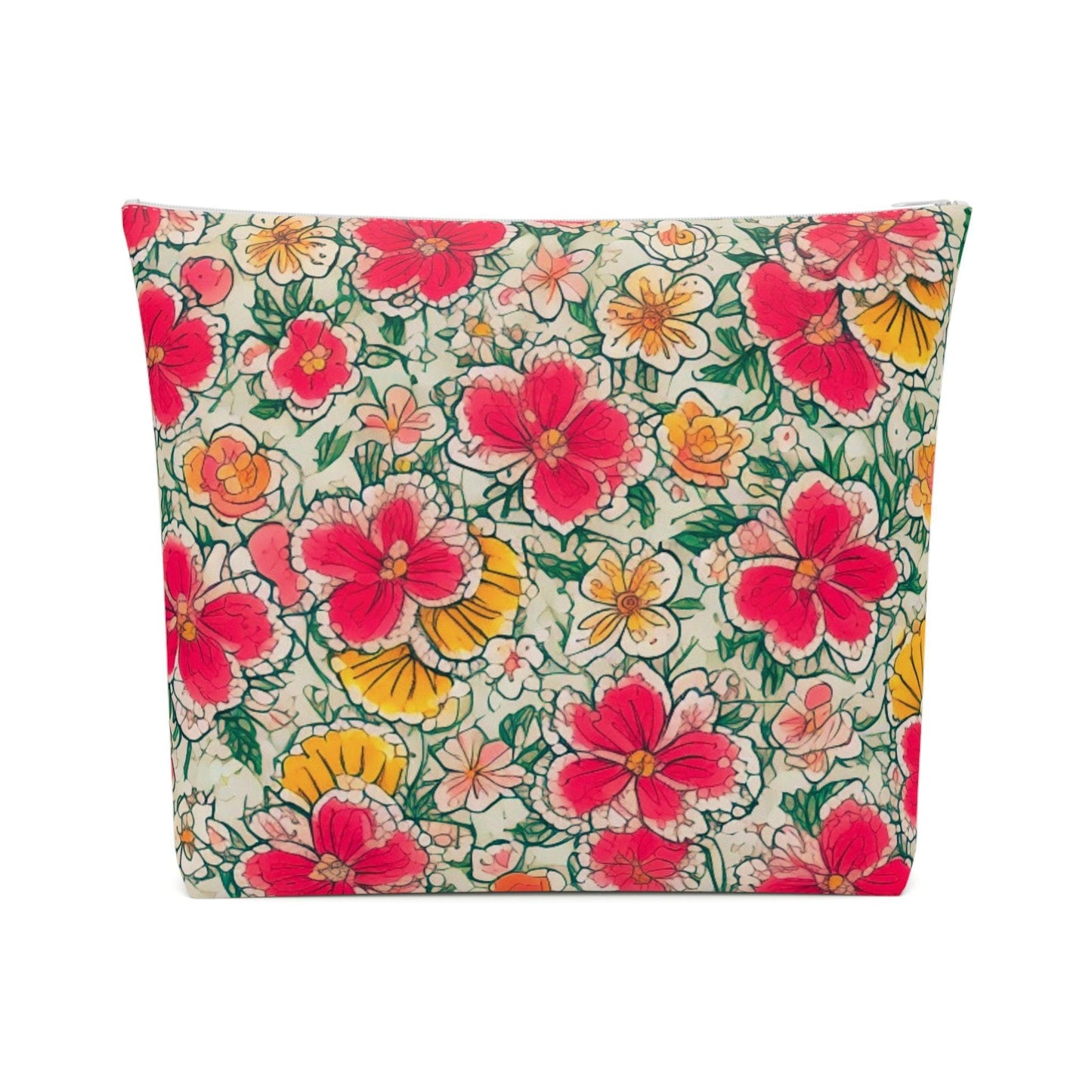 Colorful Floral Cotton Cosmetic Bag Vibrant and Stylish Makeup Bag, Perfect for Personal Use & Gifts - Cosmic Creations by Karen