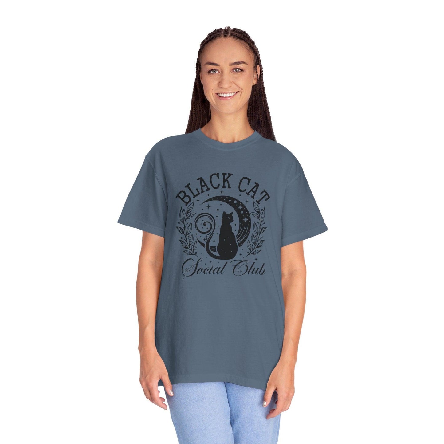 Black Cat Social Club Garment-Dyed T-Shirt - Cosmic Creations by Karen