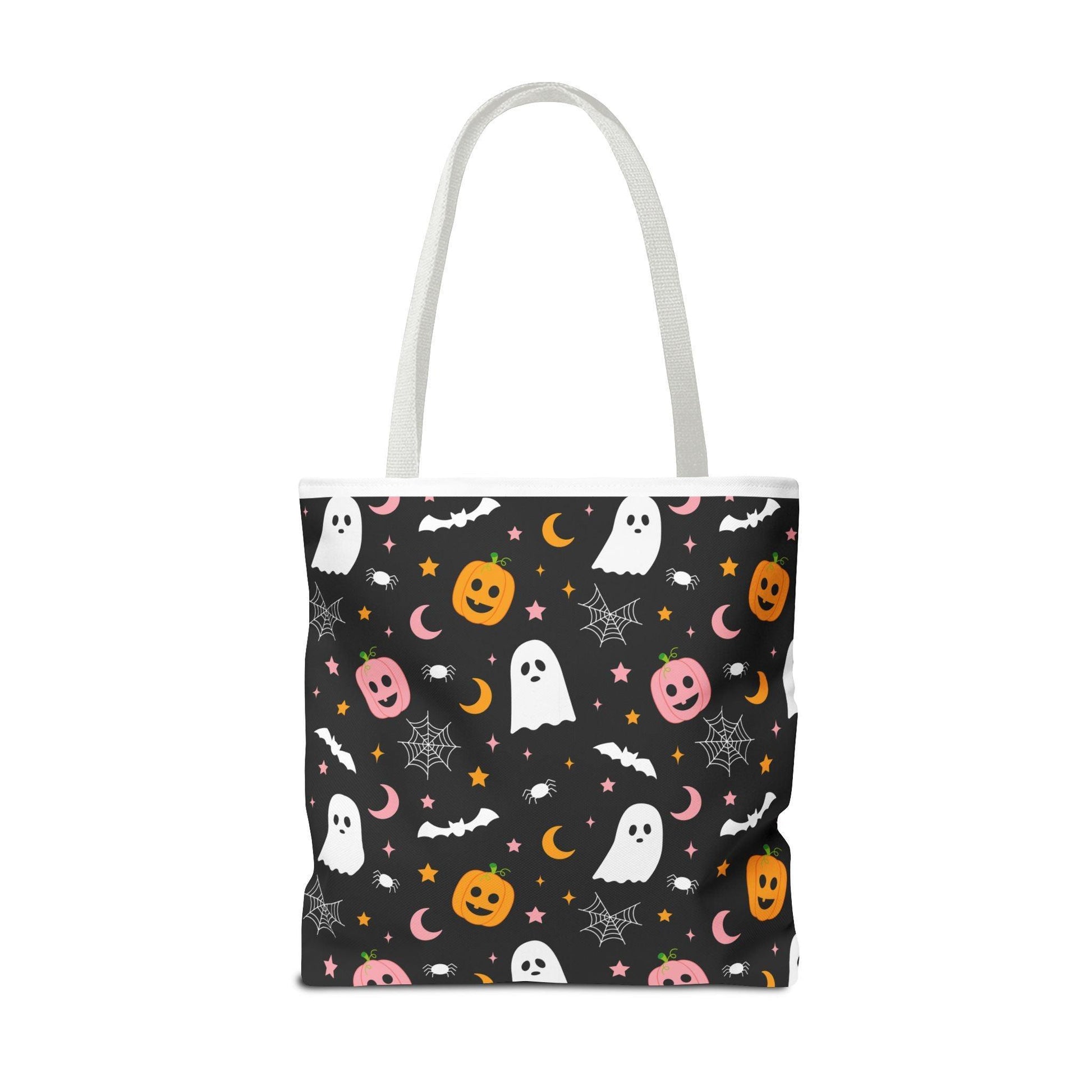 Ghosts & Pumpkins Black Tote Bag - Cosmic Creations by Karen