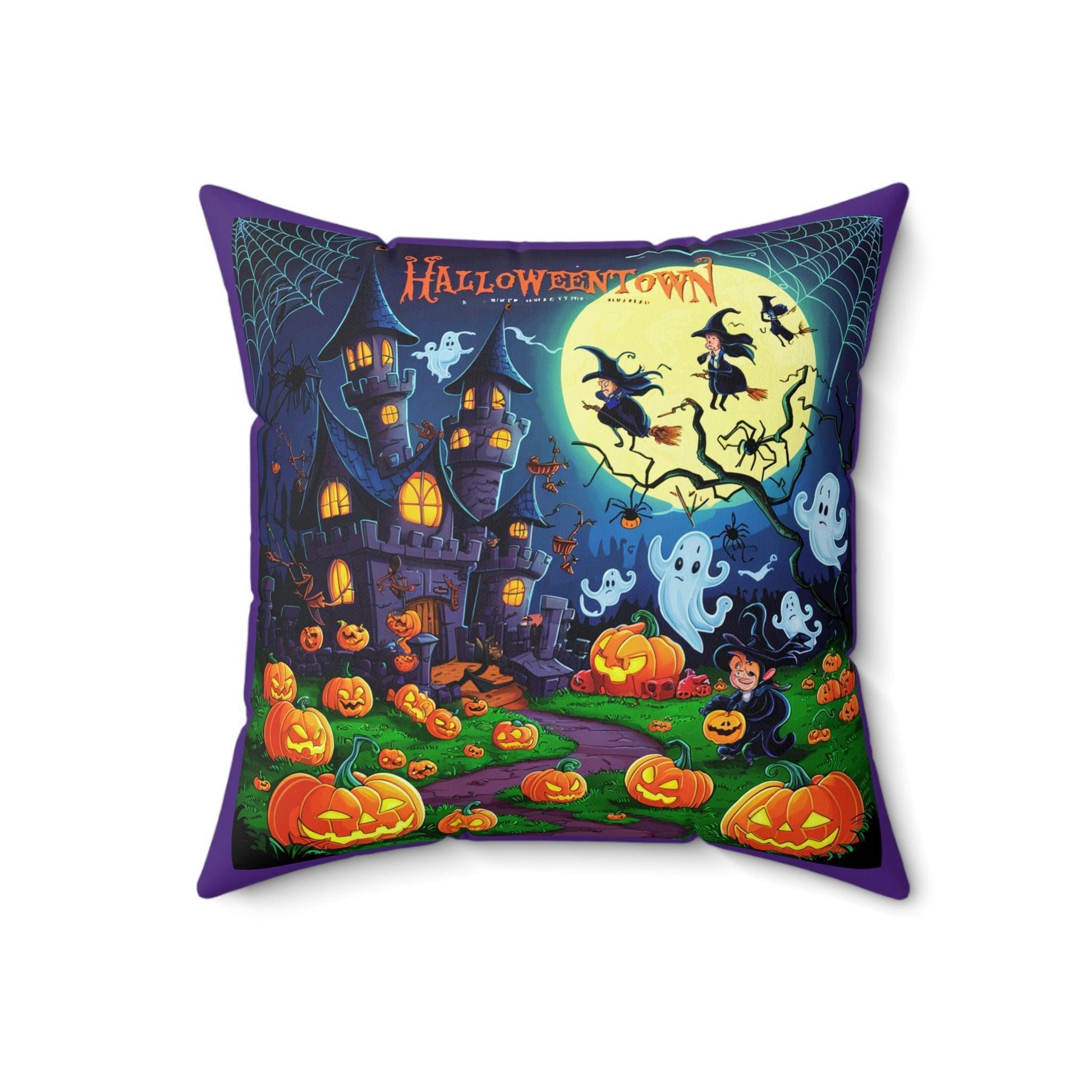 Halloween Town Purple Spun Polyester Pillow - Cosmic Creations by Karen