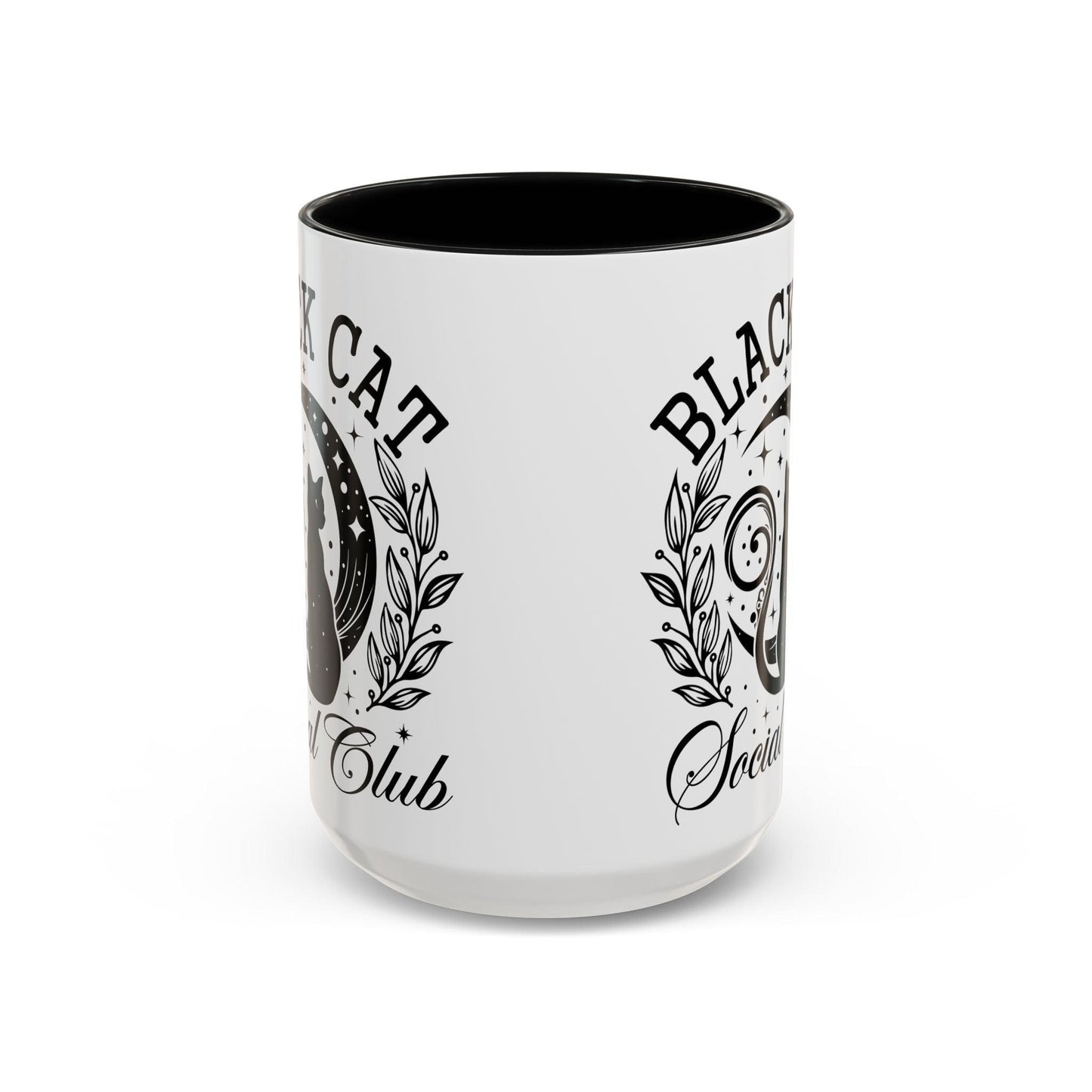 Halloween Black Cat Social Club Accent Coffee Mug (11, 15oz) - Cosmic Creations by Karen