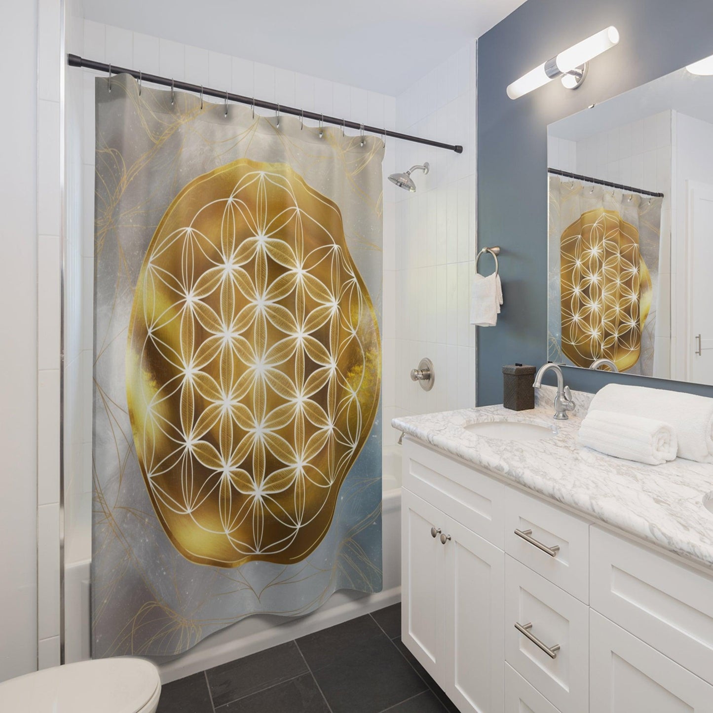 Elegant Shower Curtains Collection ( Flower of Life ) - Cosmic Creations by Karen