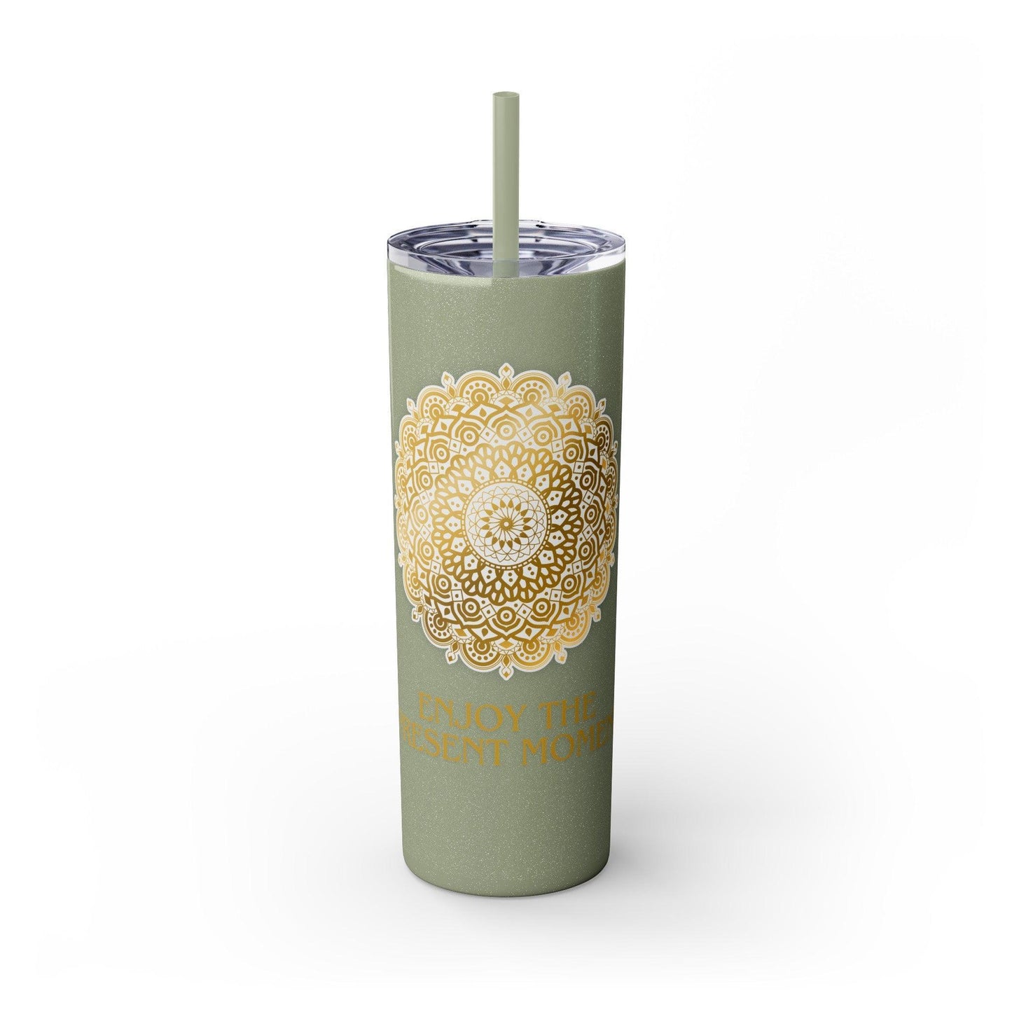 Enjoy the Present Moment & Be Grateful Skinny Tumbler, 20oz - Cosmic Creations by Karen