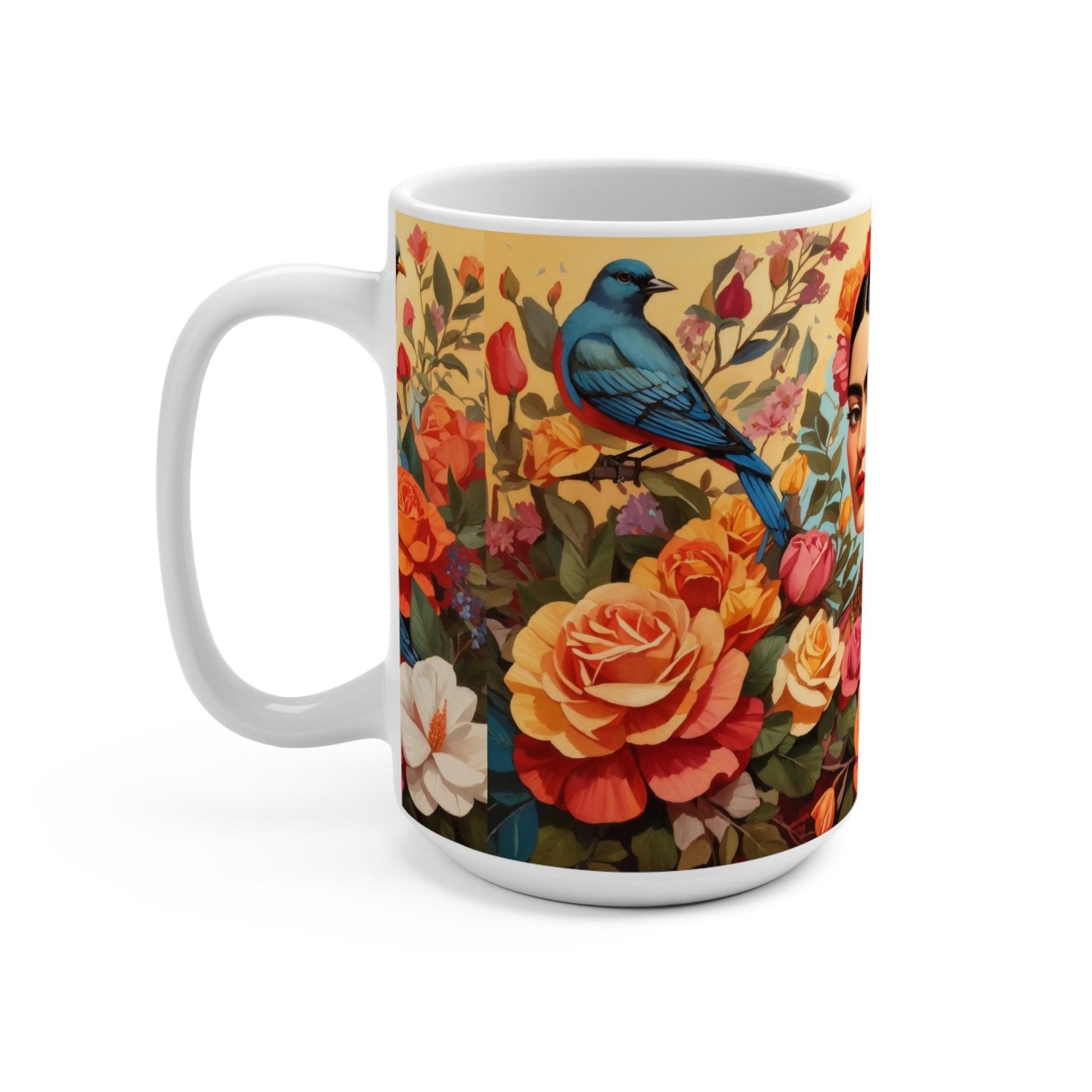 Vibrant Frida Inspired Mug Colorful Artistic Coffee Cup for a unique gift or enjoy a quiet moment - Cosmic Creations by Karen