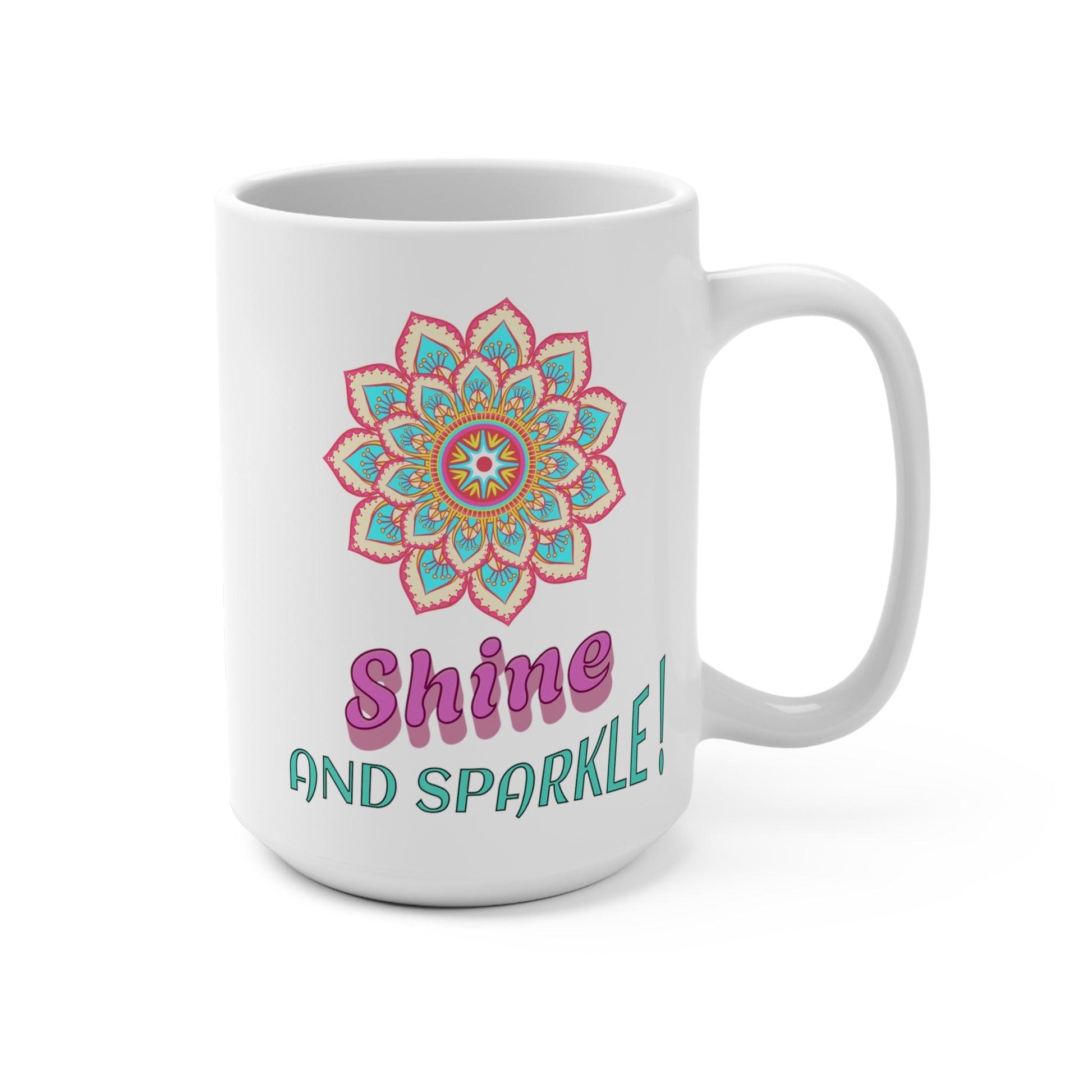 ShimmerMug 15 oz | vibrant design, durable, everyday use, colorful, large capacity, high-quality, comfortable handle | Perfect gift for coffee lovers, tea enthusiasts - Cosmic Creations by Karen