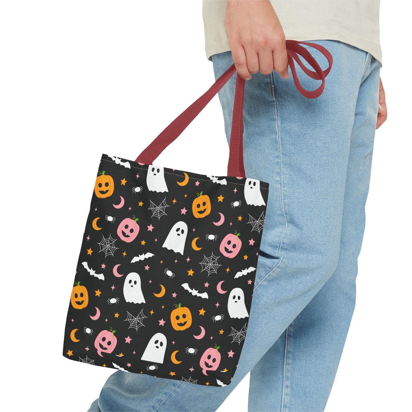 Ghosts & Pumpkins Black Tote Bag - Cosmic Creations by Karen