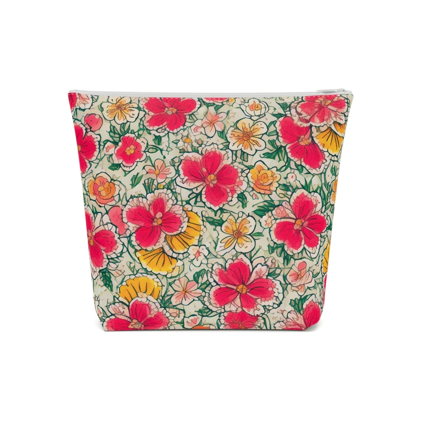 Colorful Floral Cotton Cosmetic Bag Vibrant and Stylish Makeup Bag, Perfect for Personal Use & Gifts - Cosmic Creations by Karen