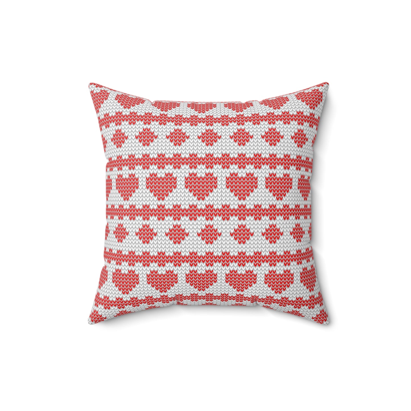 Christmas Knitted Style  Hearts Pattern Design Square Pillow