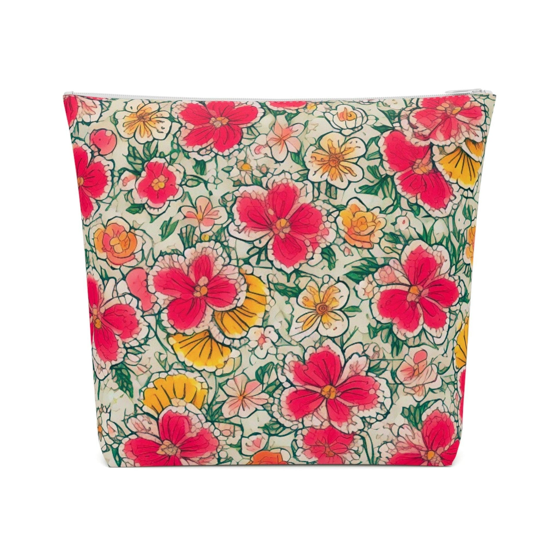 Colorful Floral Cotton Cosmetic Bag Vibrant and Stylish Makeup Bag, Perfect for Personal Use & Gifts - Cosmic Creations by Karen