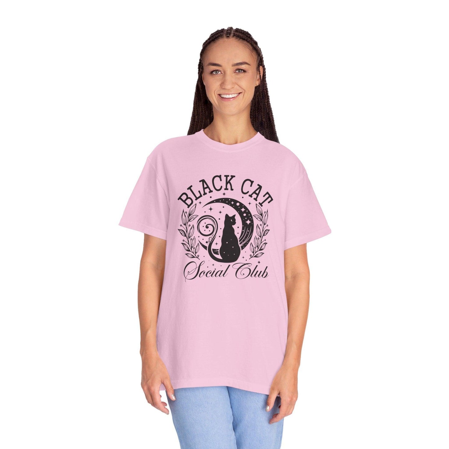 Black Cat Social Club Garment-Dyed T-Shirt - Cosmic Creations by Karen