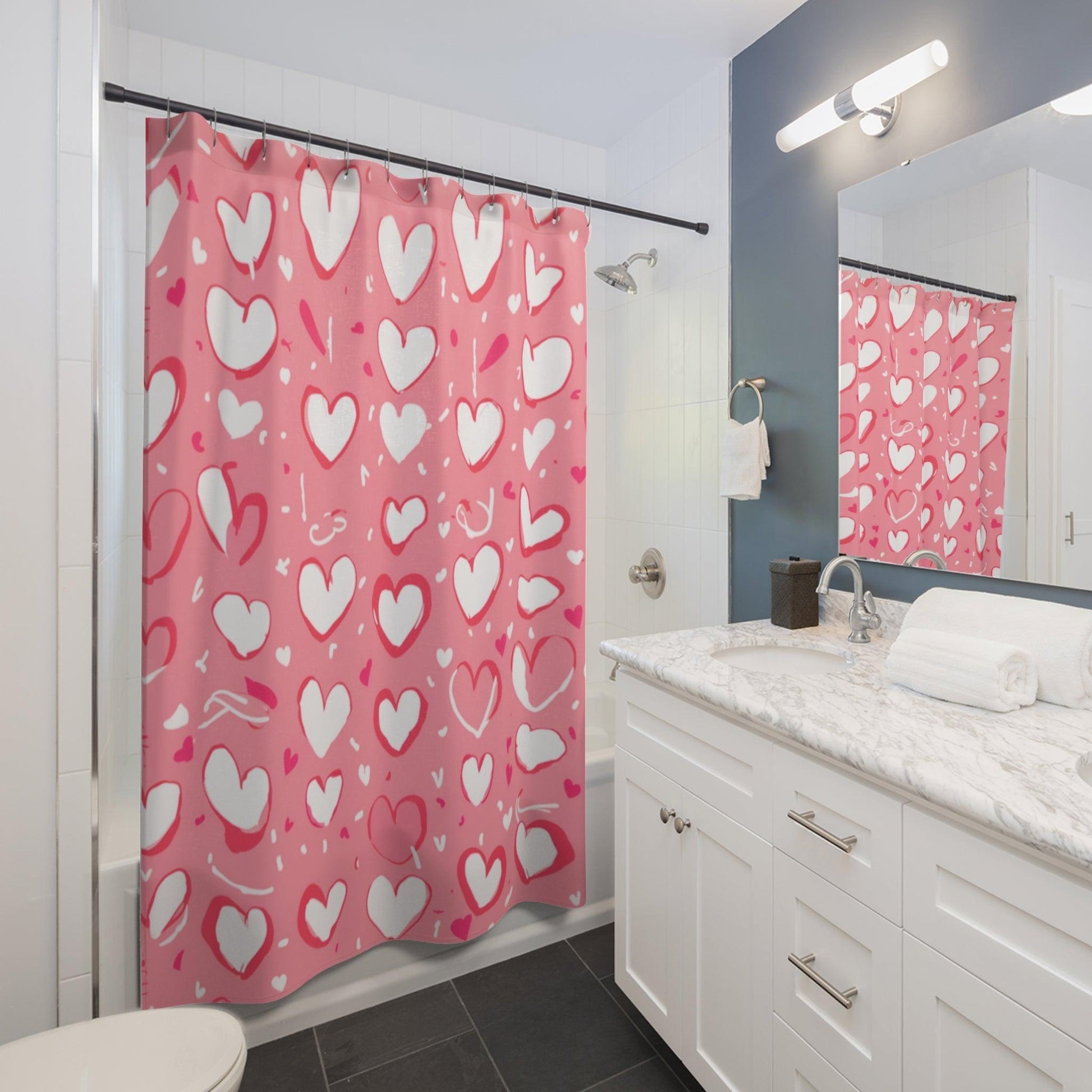 Elegant Shower Curtains Collection ( Hearts ) - Cosmic Creations by Karen