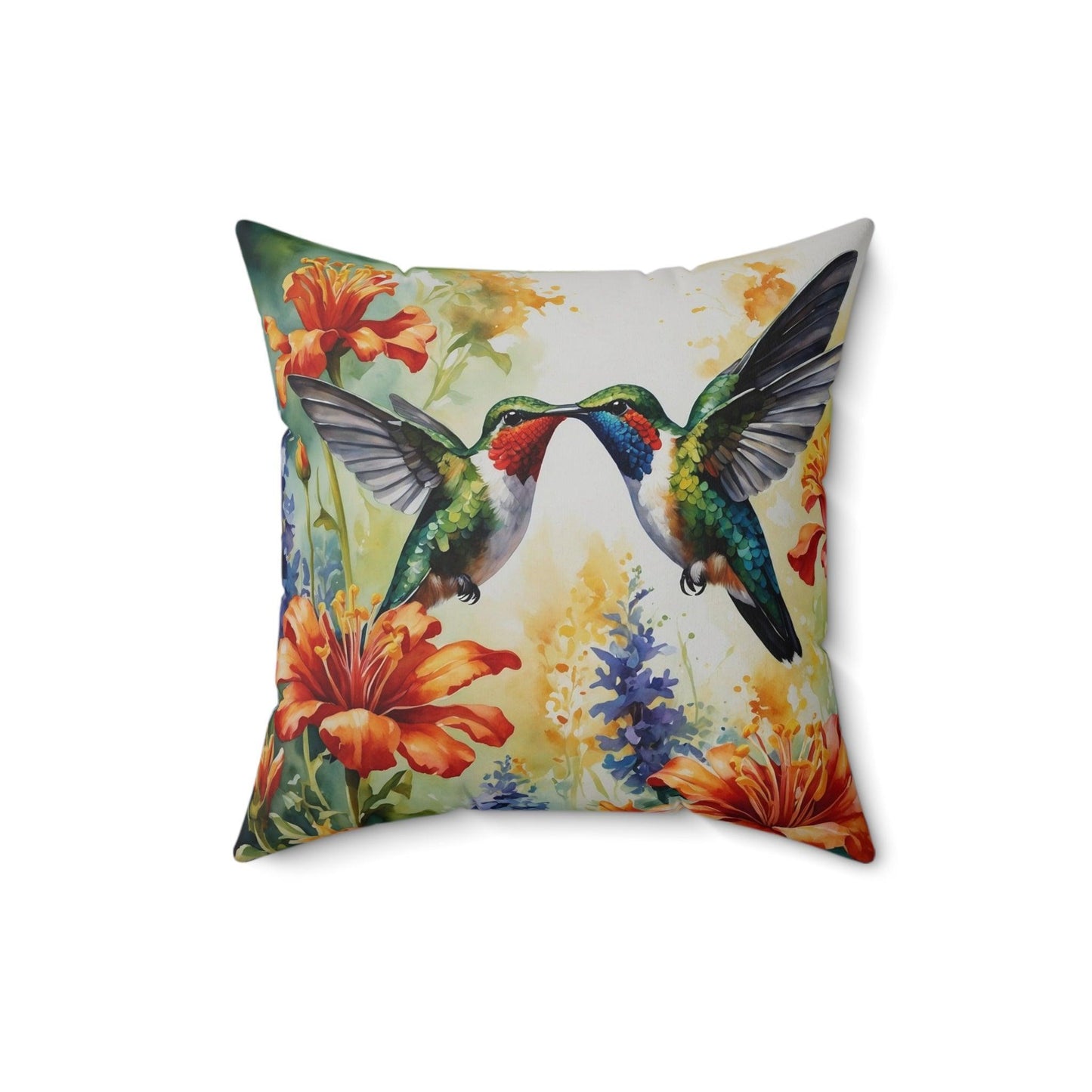 Hummingbird Harmony - Floral and Hummingbird Cushion