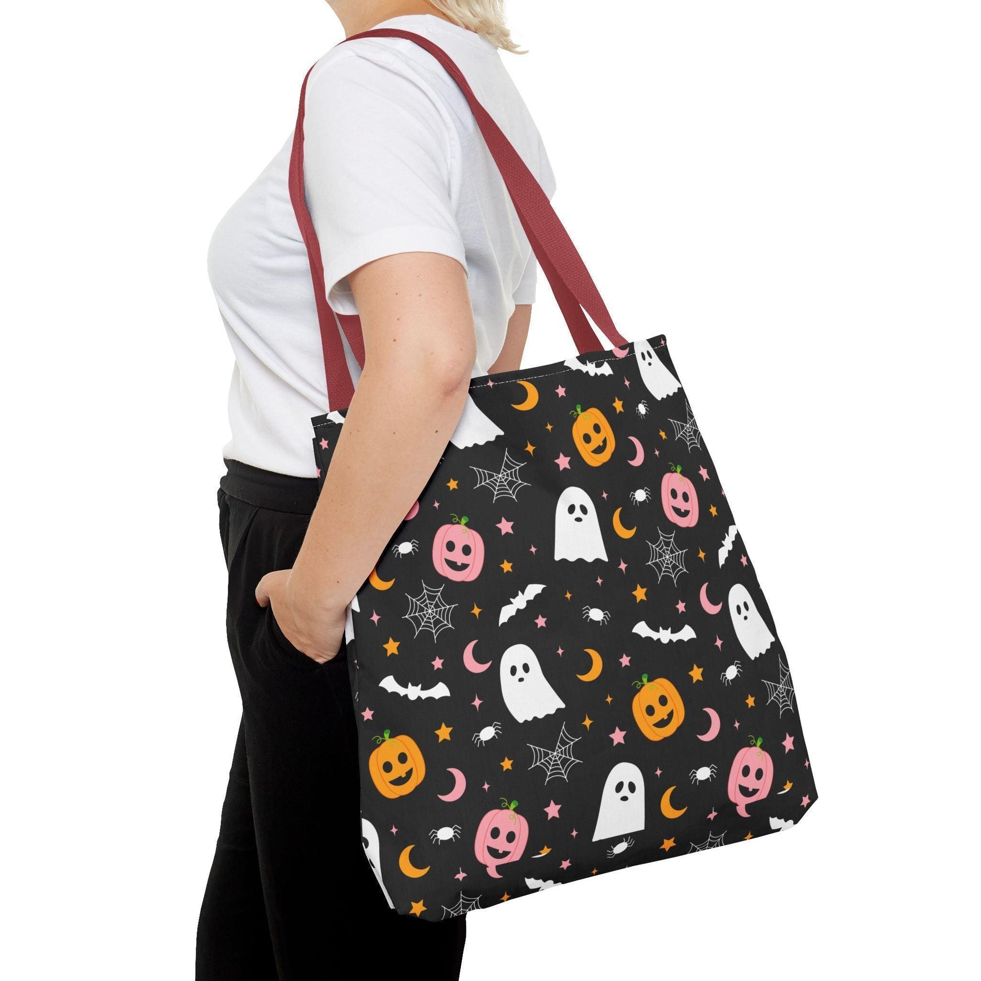 Ghosts & Pumpkins Black Tote Bag - Cosmic Creations by Karen