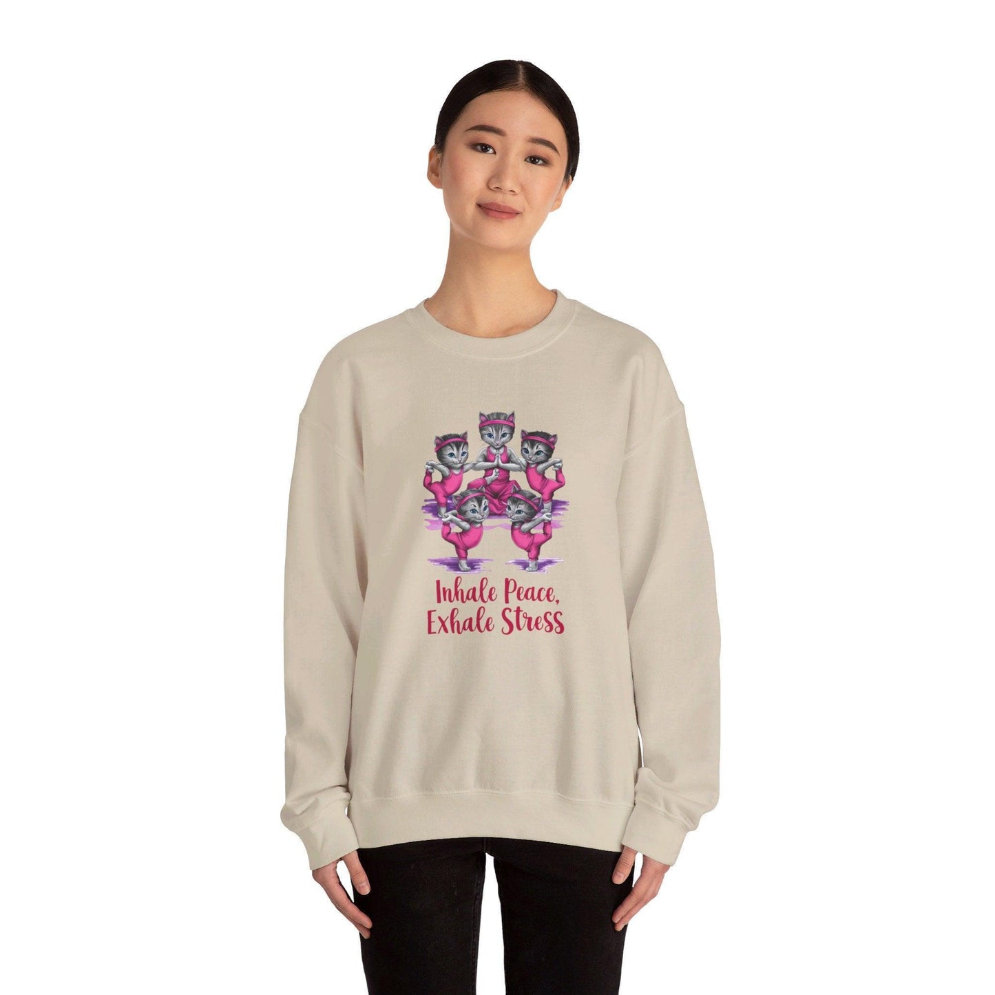 "Yoga Comfort Crewneck Sweatshirt | "Yoga Serenity Collection" | Cute Kitties