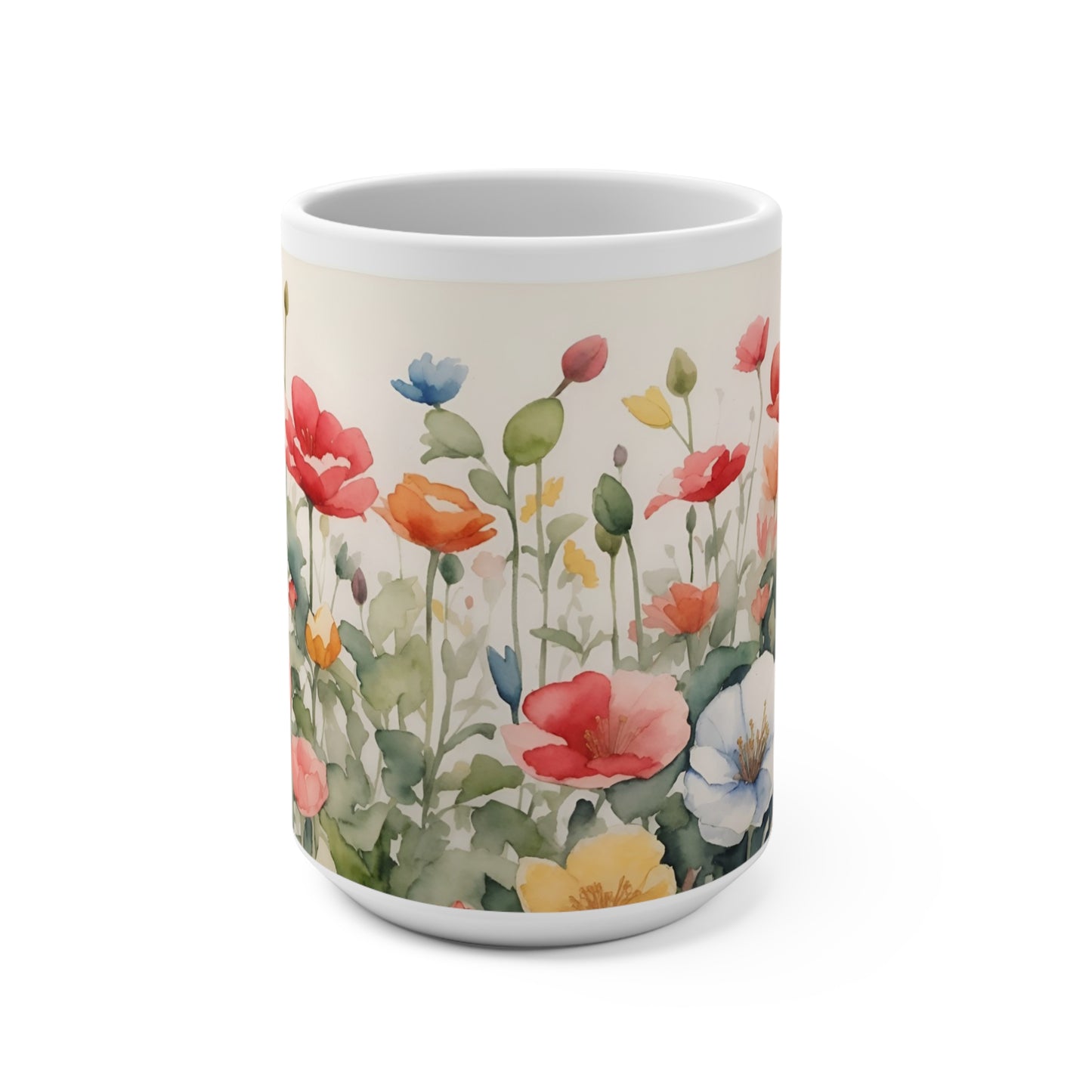 Mugs 15 oz with stunning watercolor floral motifs