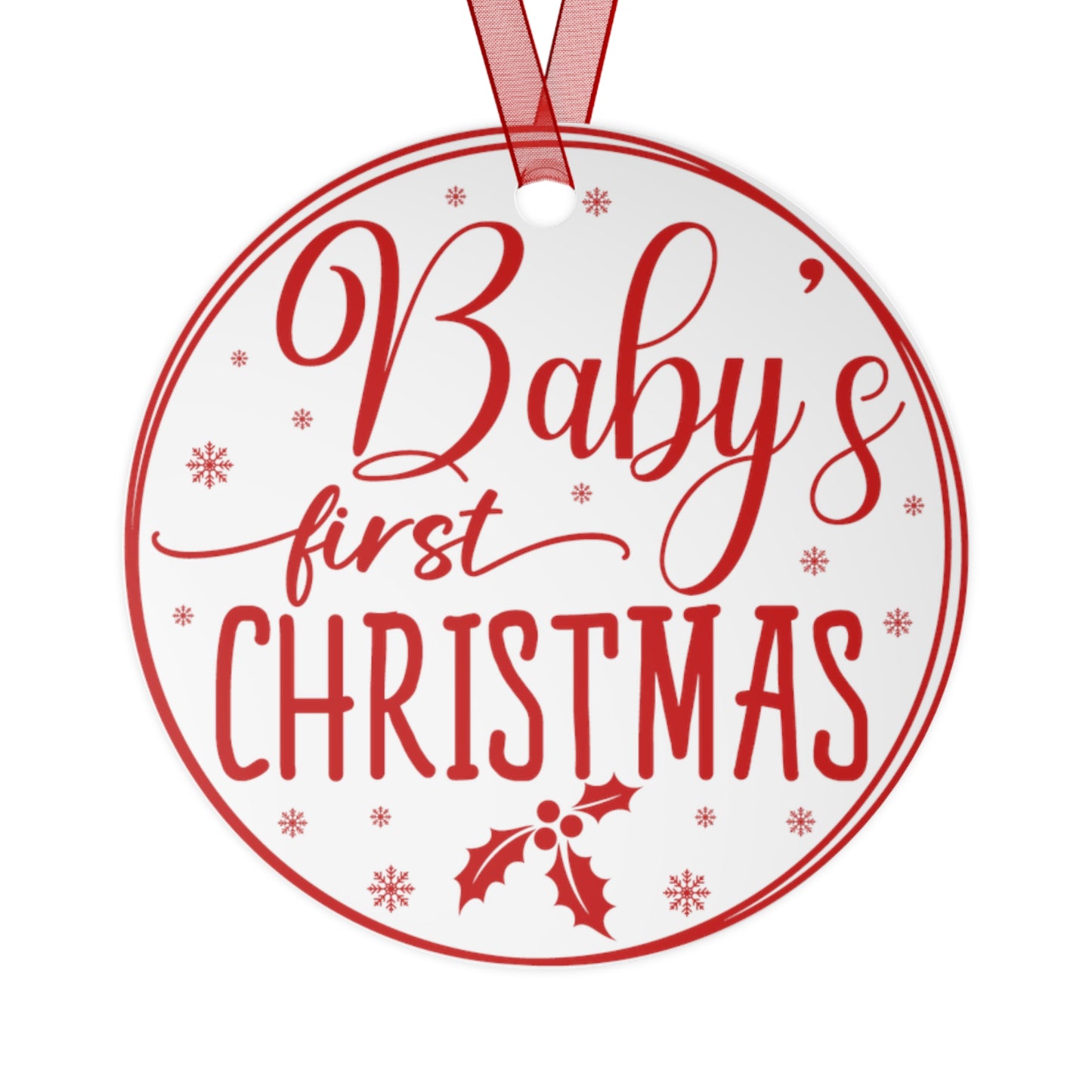 Christmas  Customizable Round Metal Ornament for Baby´s First Holiday