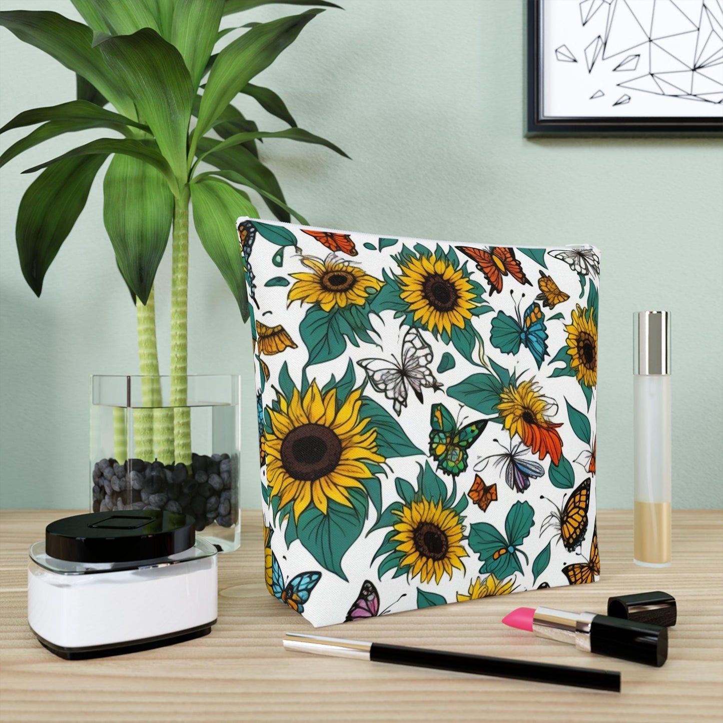 Colorful Floral Cotton Cosmetic Bag Vibrant and Stylish Makeup Bag, Perfect for Personal Use & Gifts - Cosmic Creations by Karen