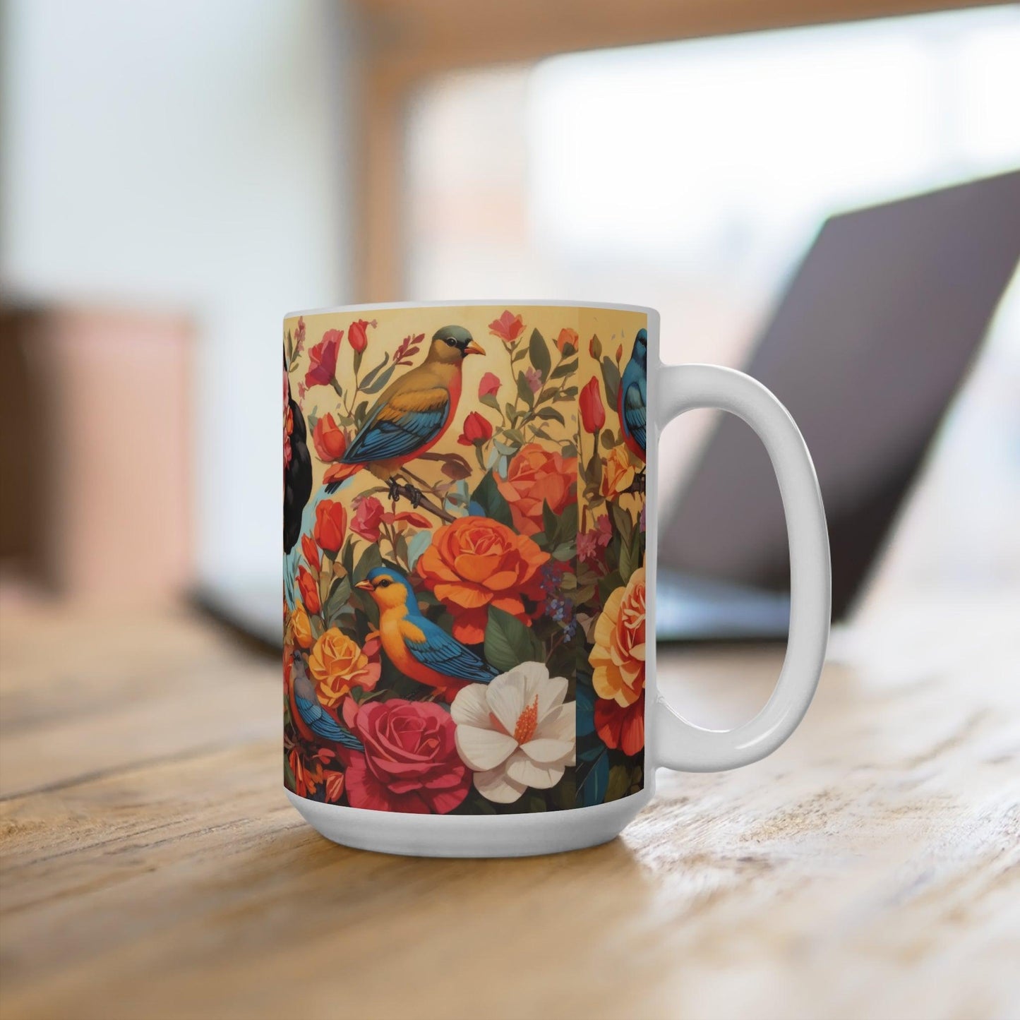 Vibrant Frida Inspired Mug Colorful Artistic Coffee Cup for a unique gift or enjoy a quiet moment - Cosmic Creations by Karen