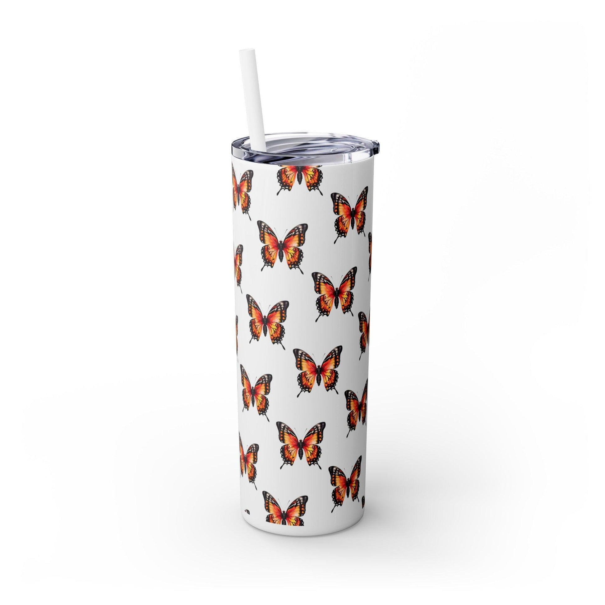 Monarch Butterfly Skinny Tumbler (with Straw, 20oz) - Cosmic Creations by Karen