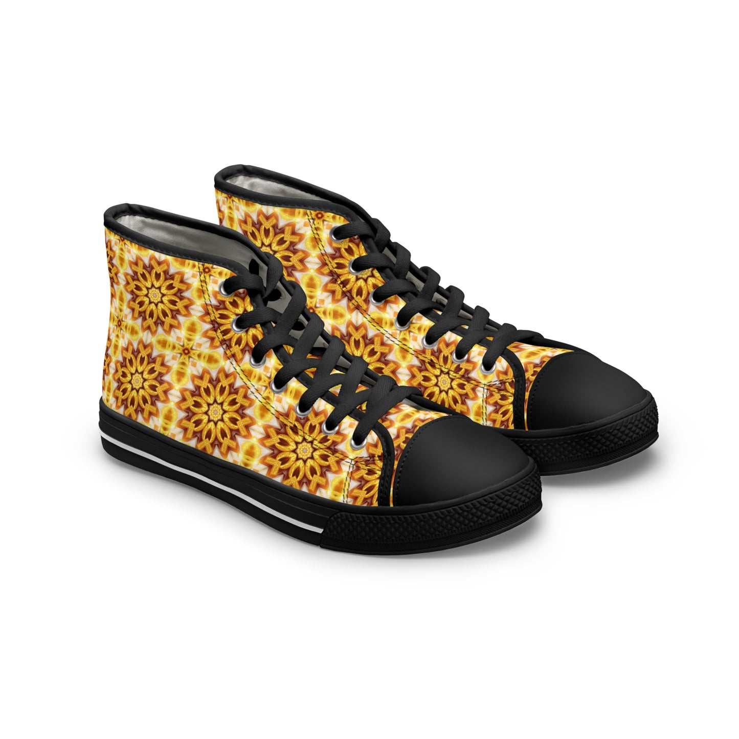 Awesome Golden flowers pattern High Top Sneakers