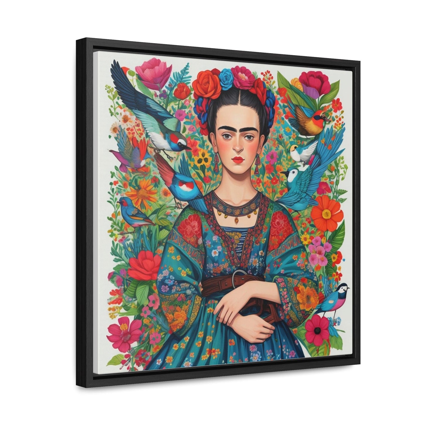 Frida Kahlo Inspired Vibrant Gallery Wrapped Canvas - Colorful Art Print - Cosmic Creations by Karen