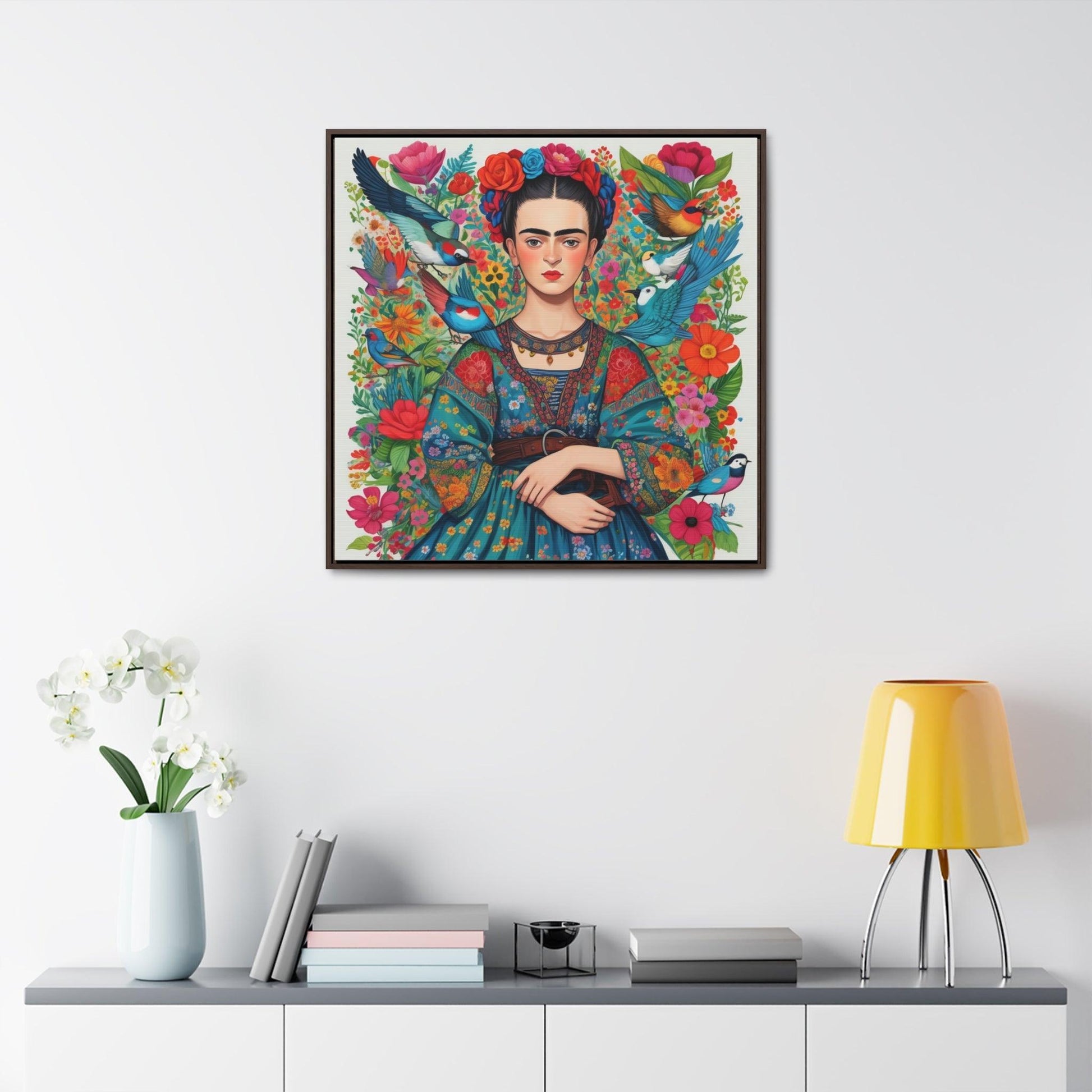 Frida Kahlo Inspired Vibrant Gallery Wrapped Canvas - Colorful Art Print - Cosmic Creations by Karen