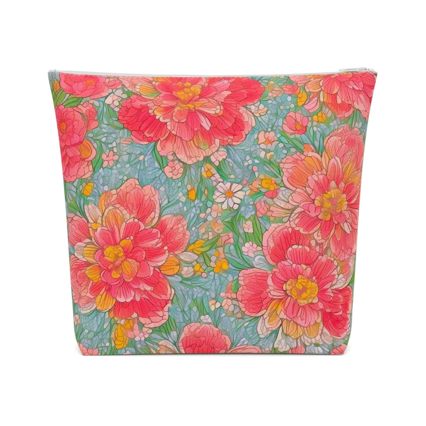 Colorful Floral Cotton Cosmetic Bag Vibrant and Stylish Makeup Bag, Perfect for Personal Use & Gifts - Cosmic Creations by Karen