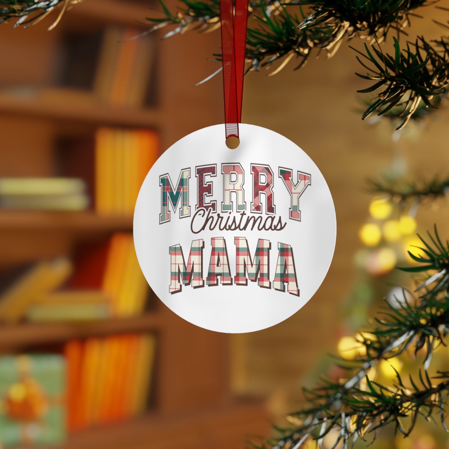 Christmas  Customizable Round Metal Ornament for Mom