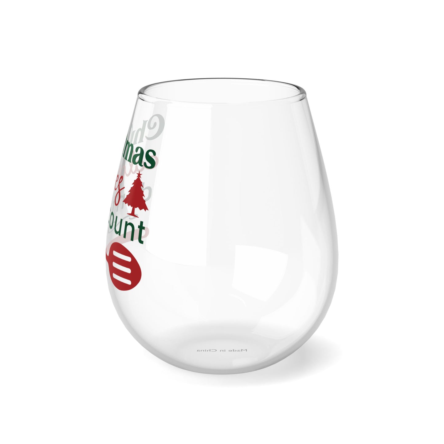 Christmas Calories Design Stemless Wine Glass, 11.75oz