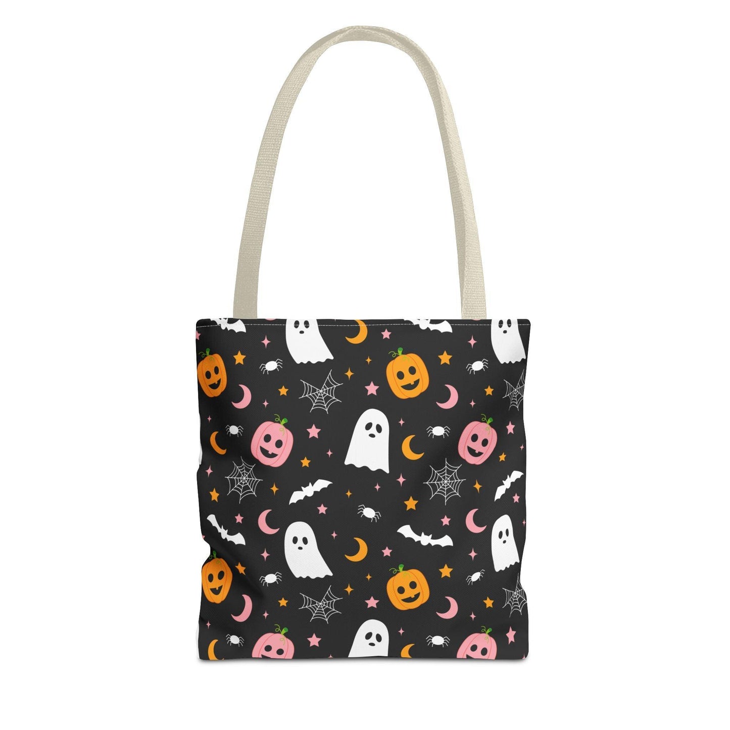 Ghosts & Pumpkins Black Tote Bag - Cosmic Creations by Karen