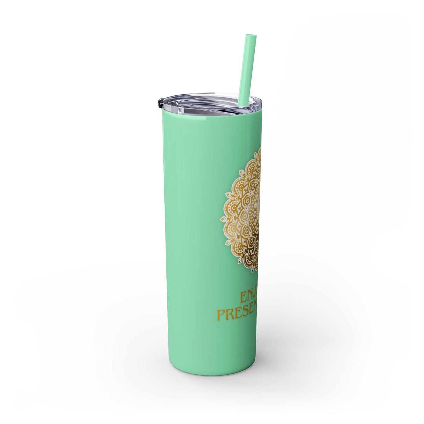 Enjoy the Present Moment & Be Grateful Skinny Tumbler, 20oz - Cosmic Creations by Karen