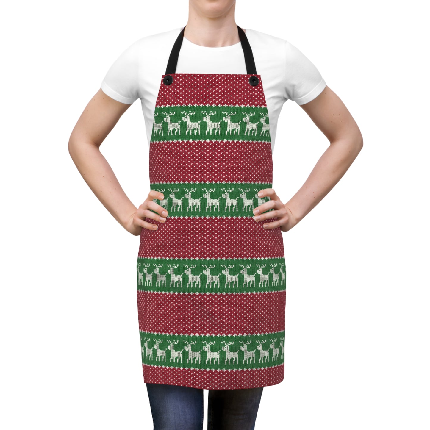 Christmas Knitted Style Reindeer Apron