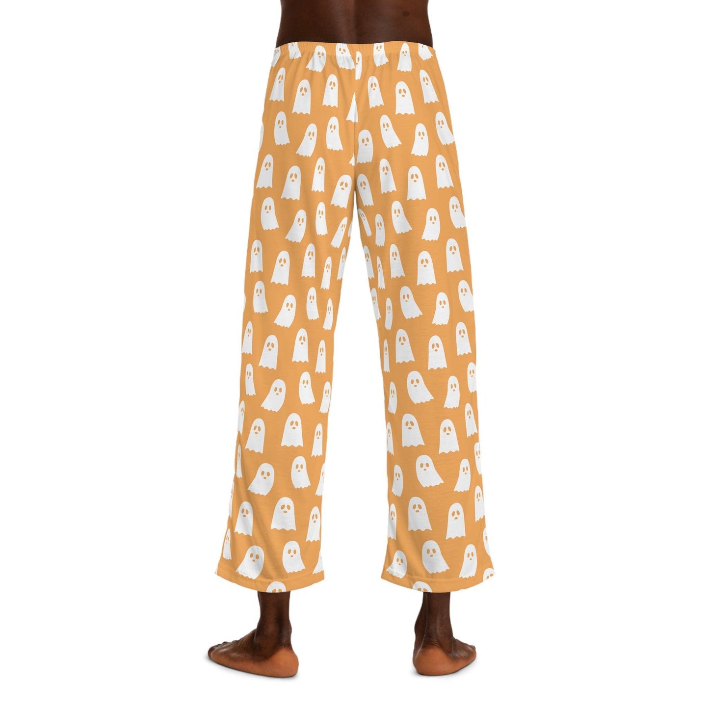 Orange Ghost Pajama Pants for Men - Cosmic Creations by Karen