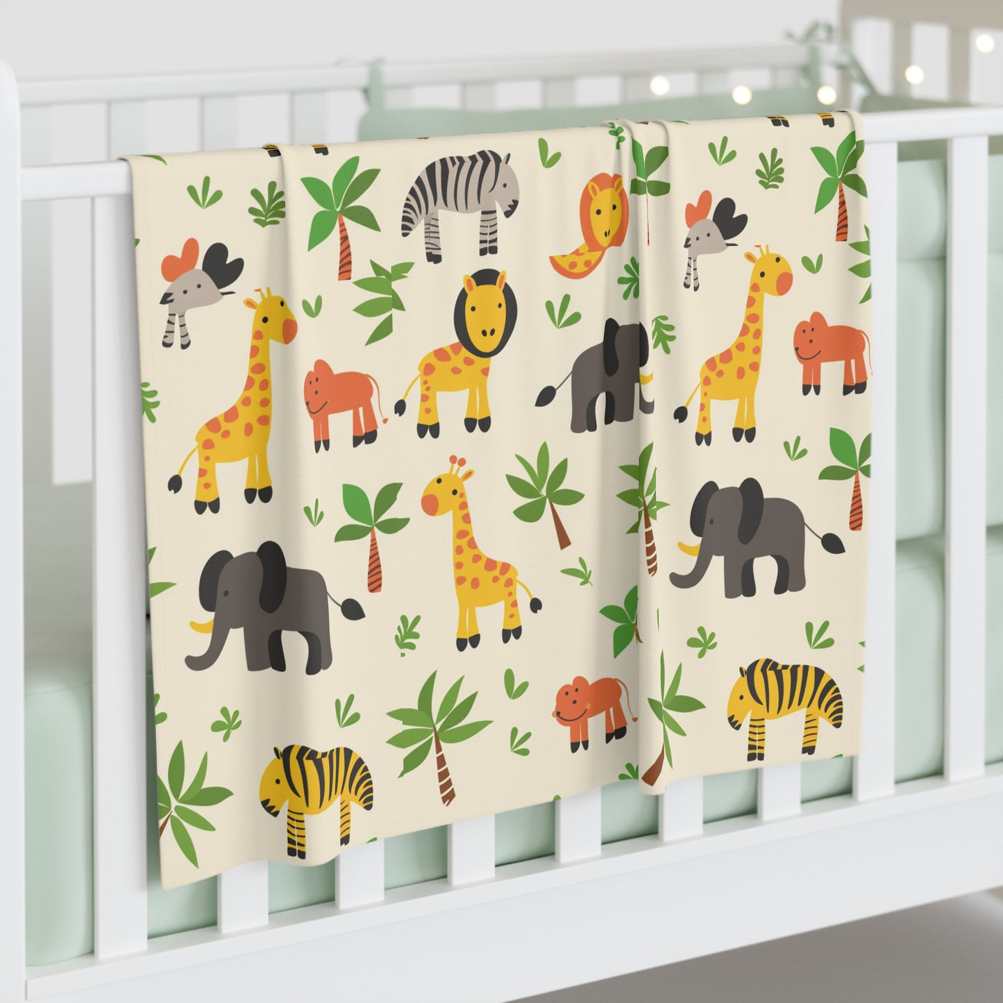 Cozy Baby Swaddle Blanket with jungle animals design | Nursery Design