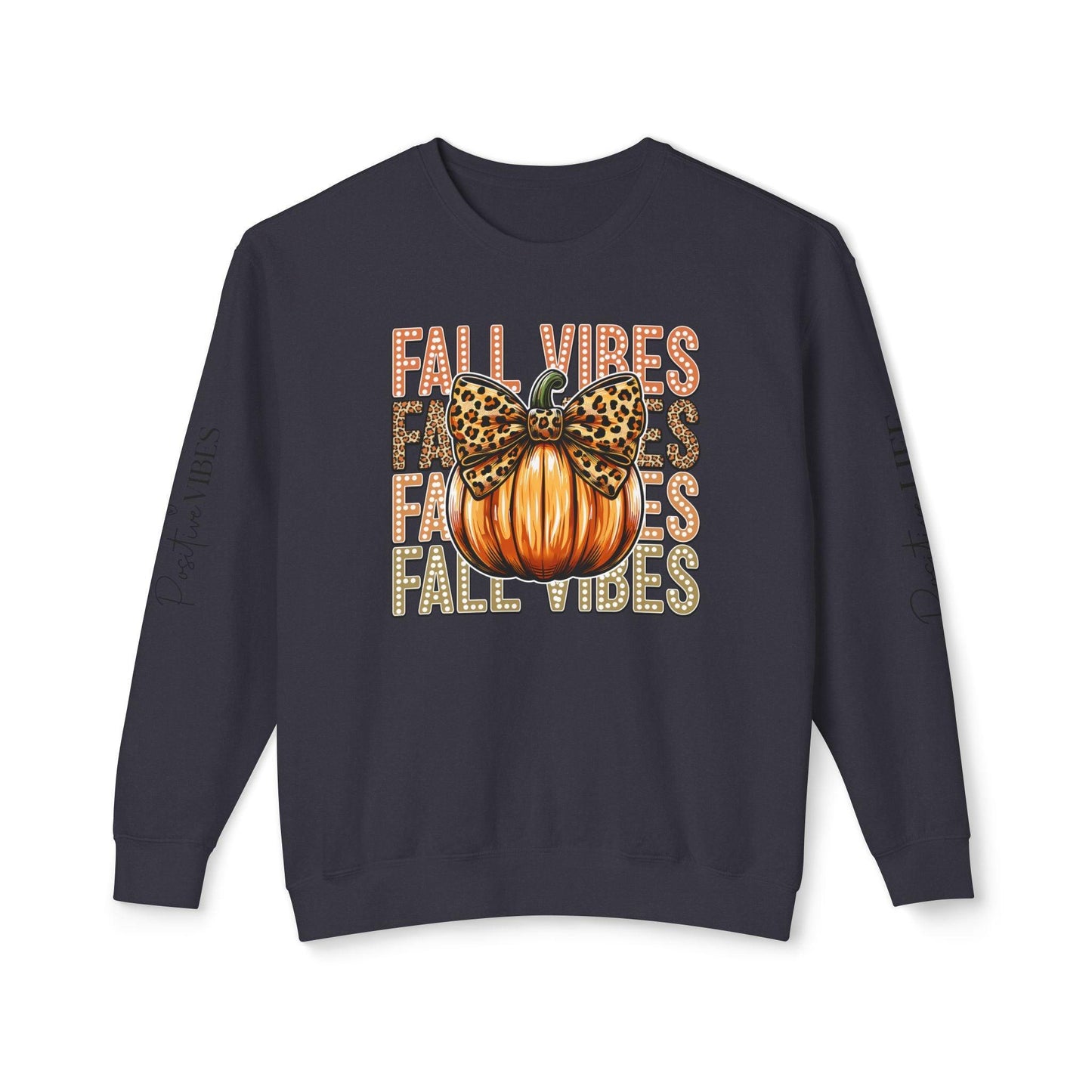 Fall Vibes Coquette Crewneck Sweatshirt  with an amazing design and the text " Positives Vibes " in both sleeves