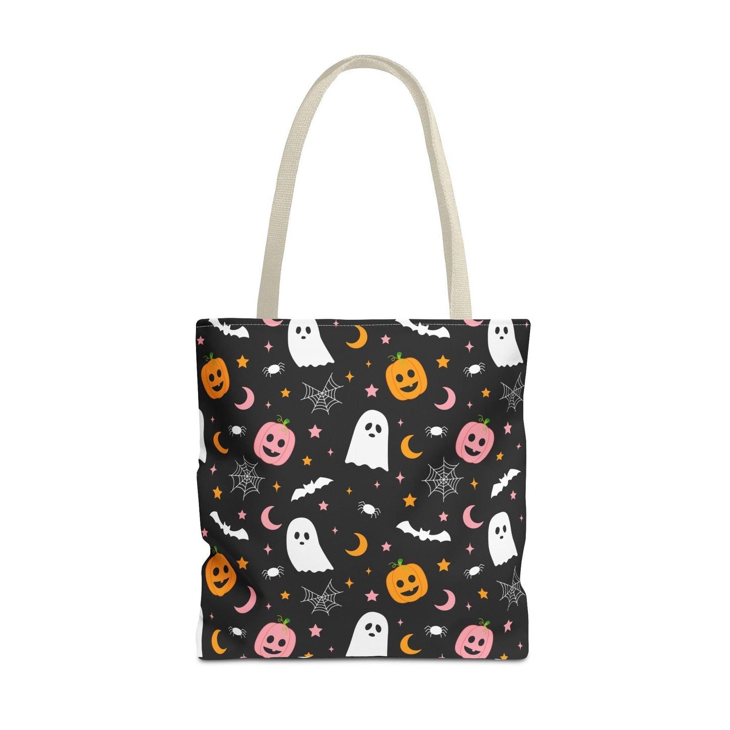 Ghosts & Pumpkins Black Tote Bag - Cosmic Creations by Karen