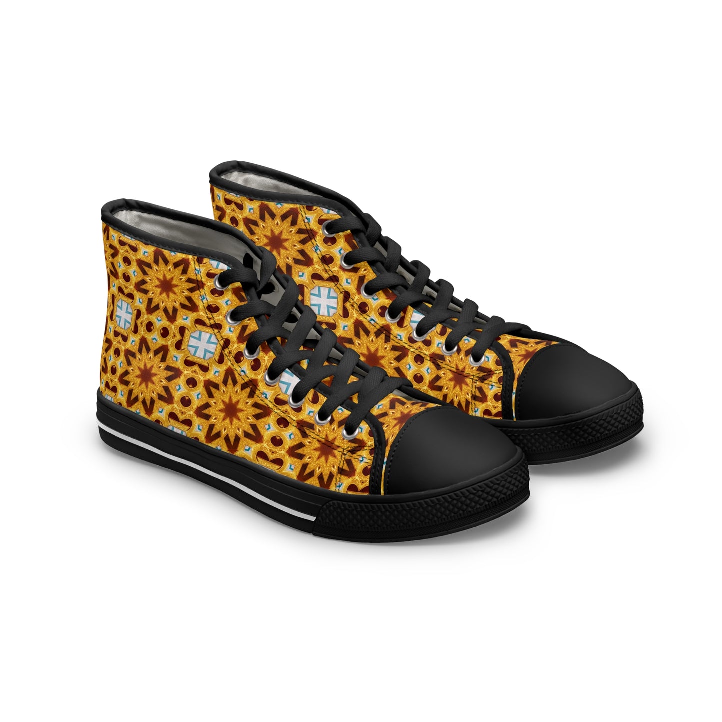 Awesome Golden flowers pattern High Top Sneakers