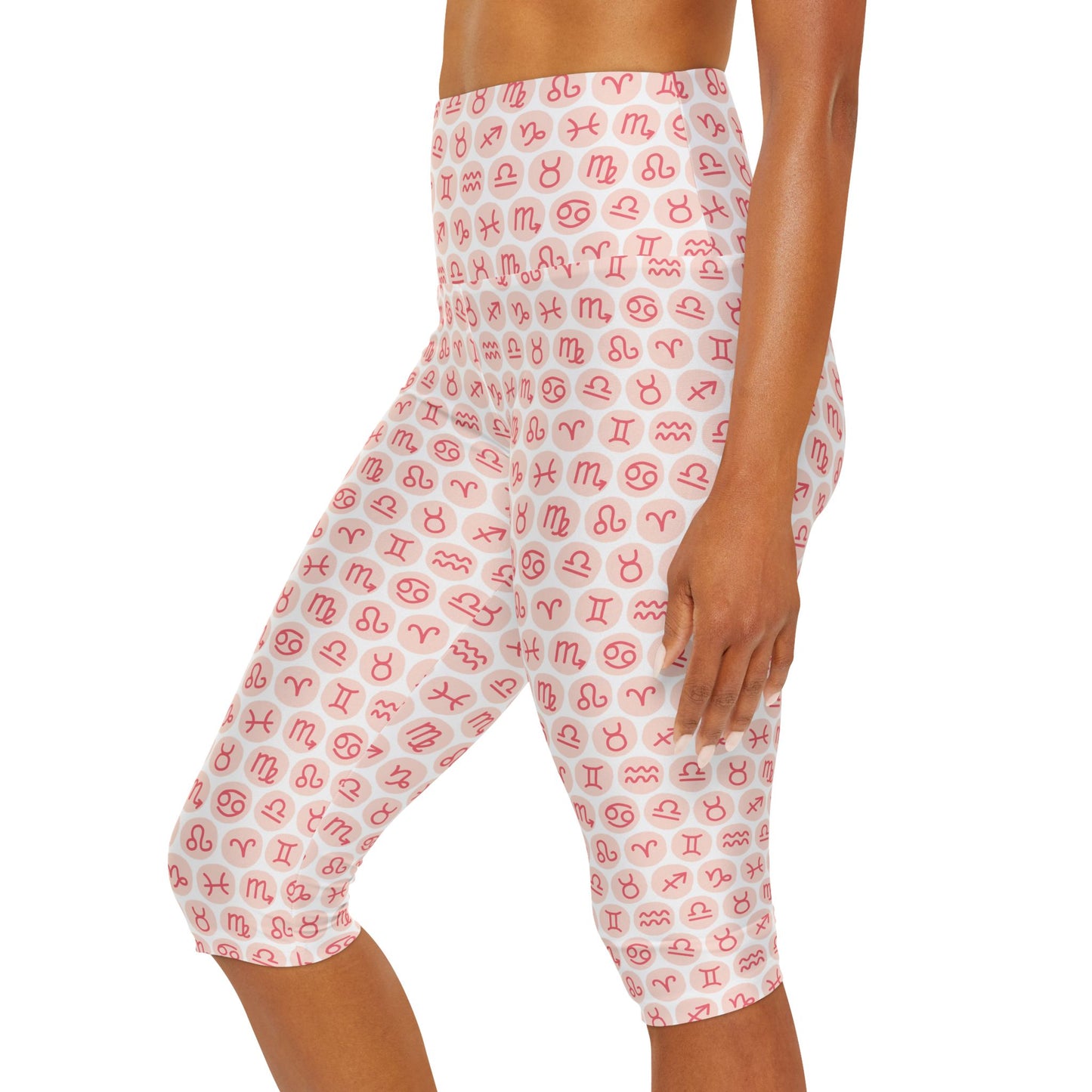 Yoga Capri Leggings with Astrology Symbols Design