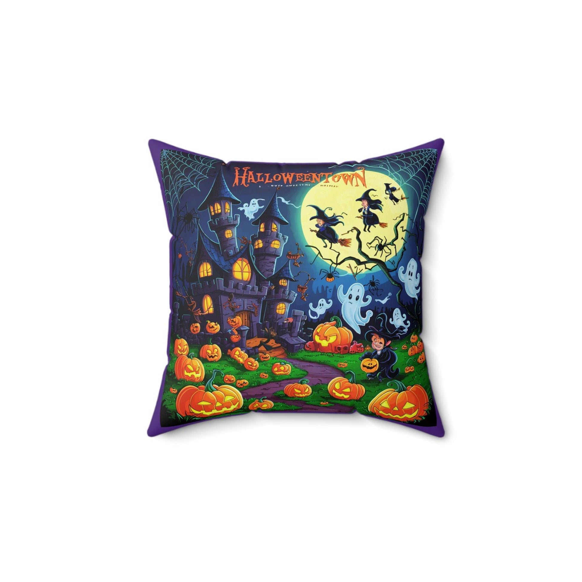 Halloween Town Purple Spun Polyester Pillow - Cosmic Creations by Karen