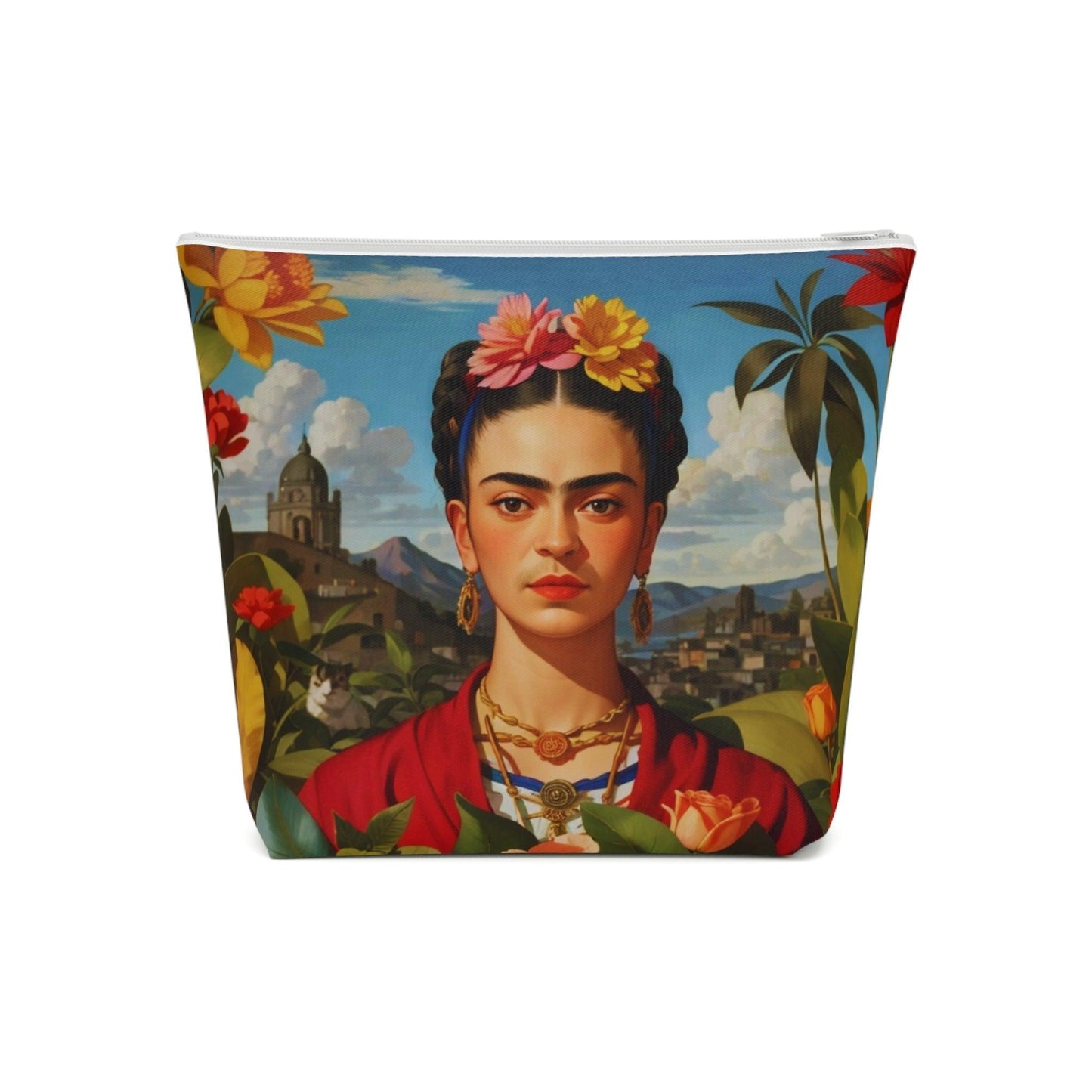 Colorful Frida Kahlo Inspired Cotton Cosmetic Bag Vibrant Design, Perfect for Travel & Gifts - Cosmic Creations by Karen