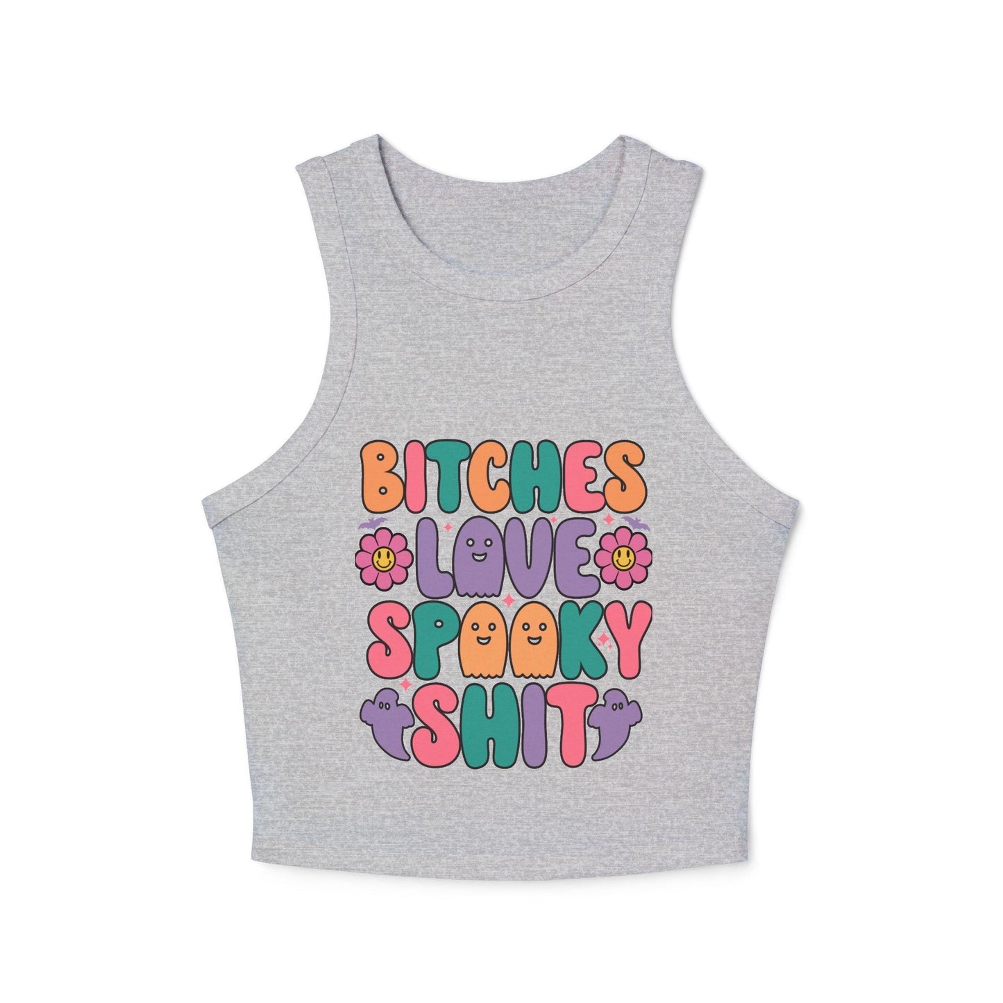 Women's  Halloween Micro Rib Racer Tank Top - "Bitches Love Spooky Shit"