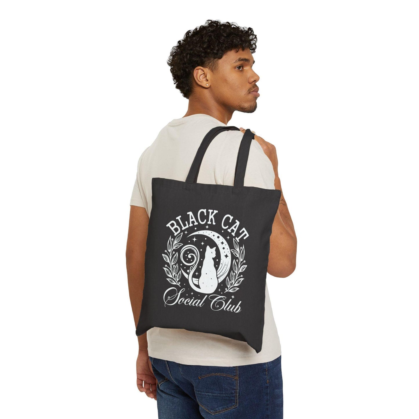 Halloween Black Cat Social Club Tote Bag - Cosmic Creations by Karen