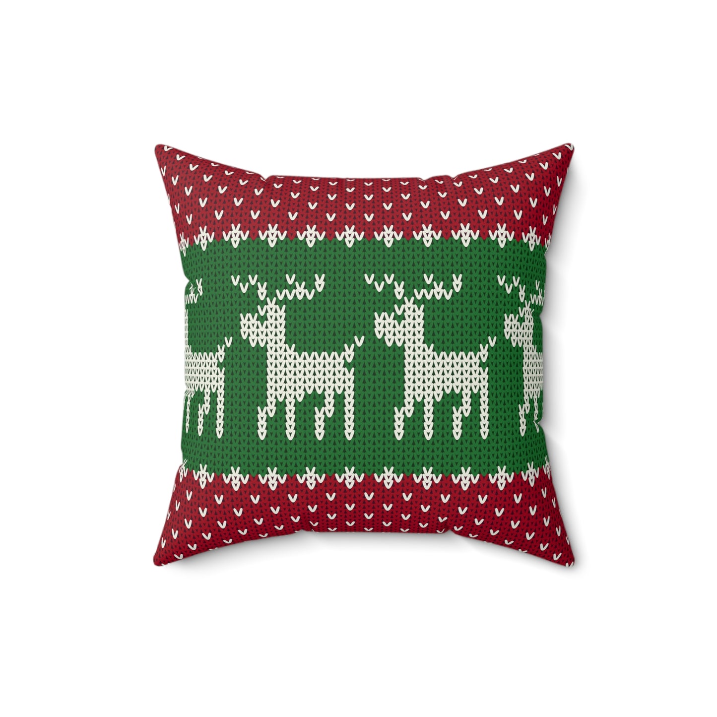 Christmas Knitted Style Reindeer Design Square Pillow